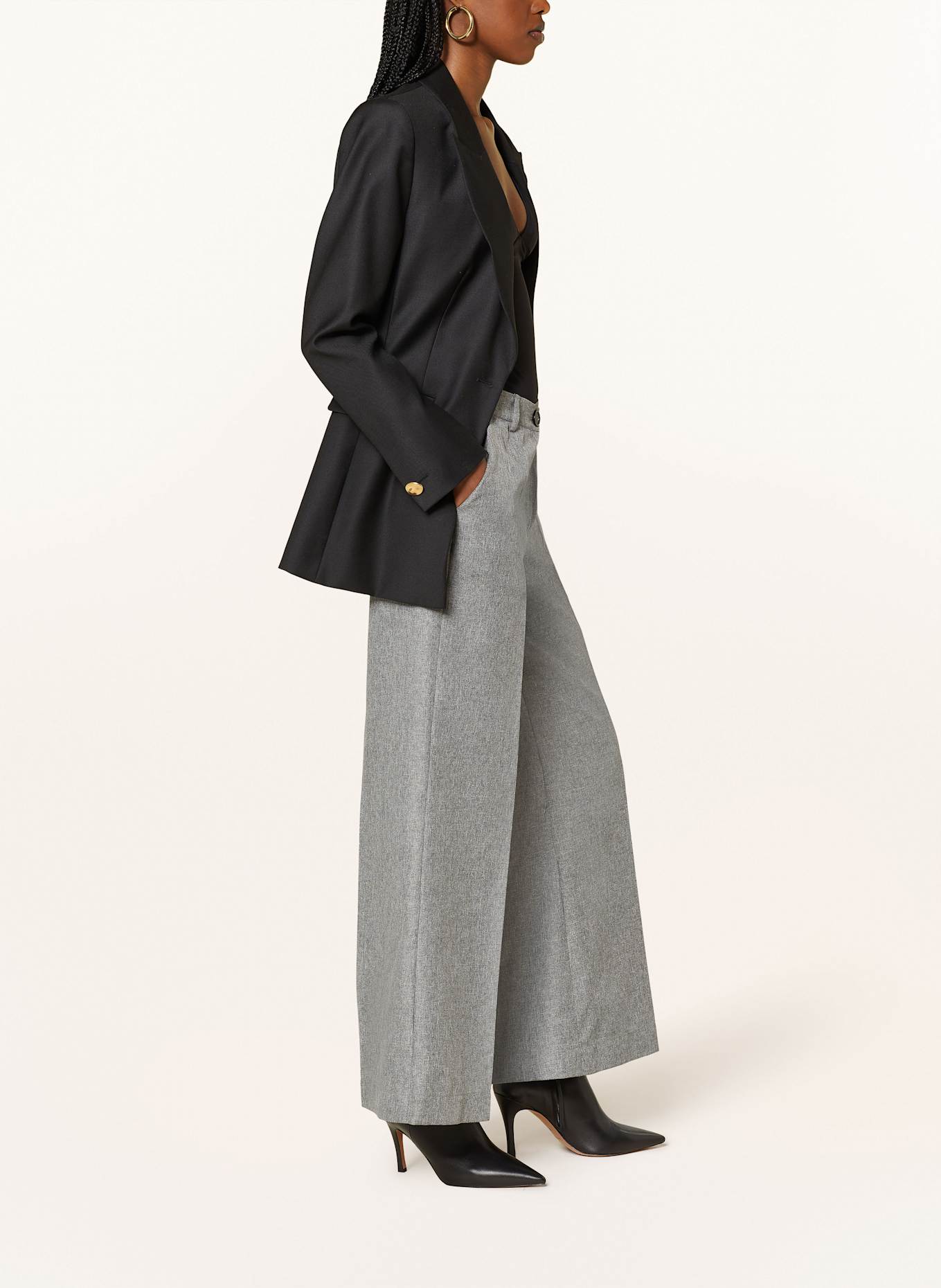 SOMETHINGNEW SNNANA wide leg trousers, Color: GRAY (Image 4)