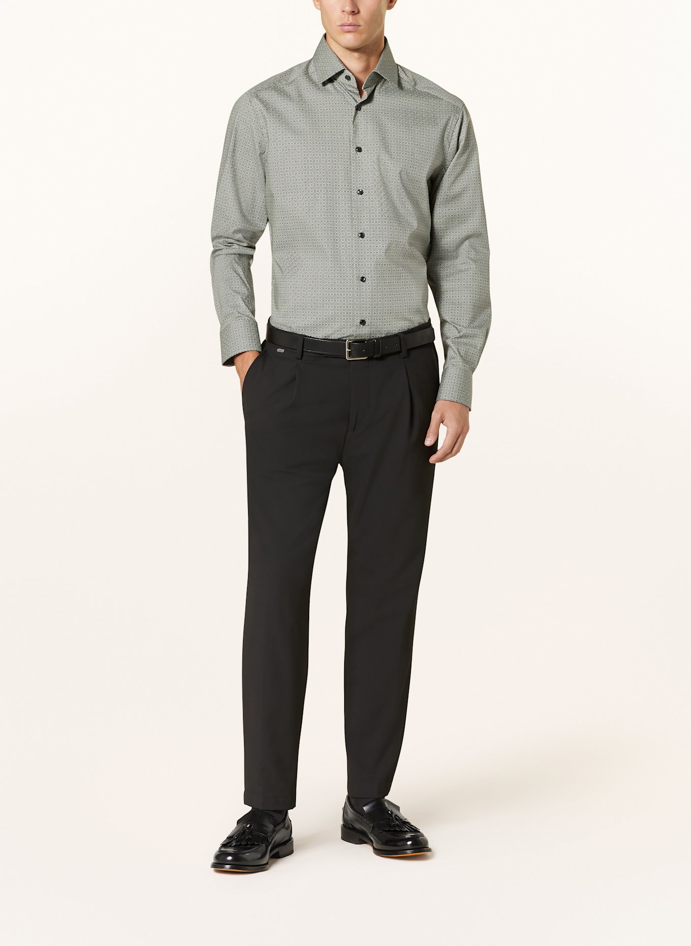 OLYMP Hemd Luxor Modern Fit: GRÜN / SCHWARZ