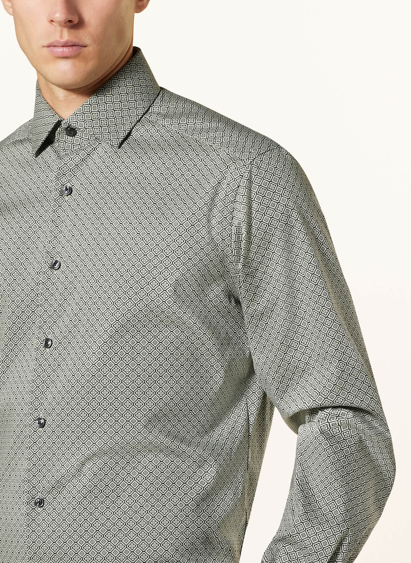 OLYMP Hemd Luxor Modern Fit: GRÜN / SCHWARZ