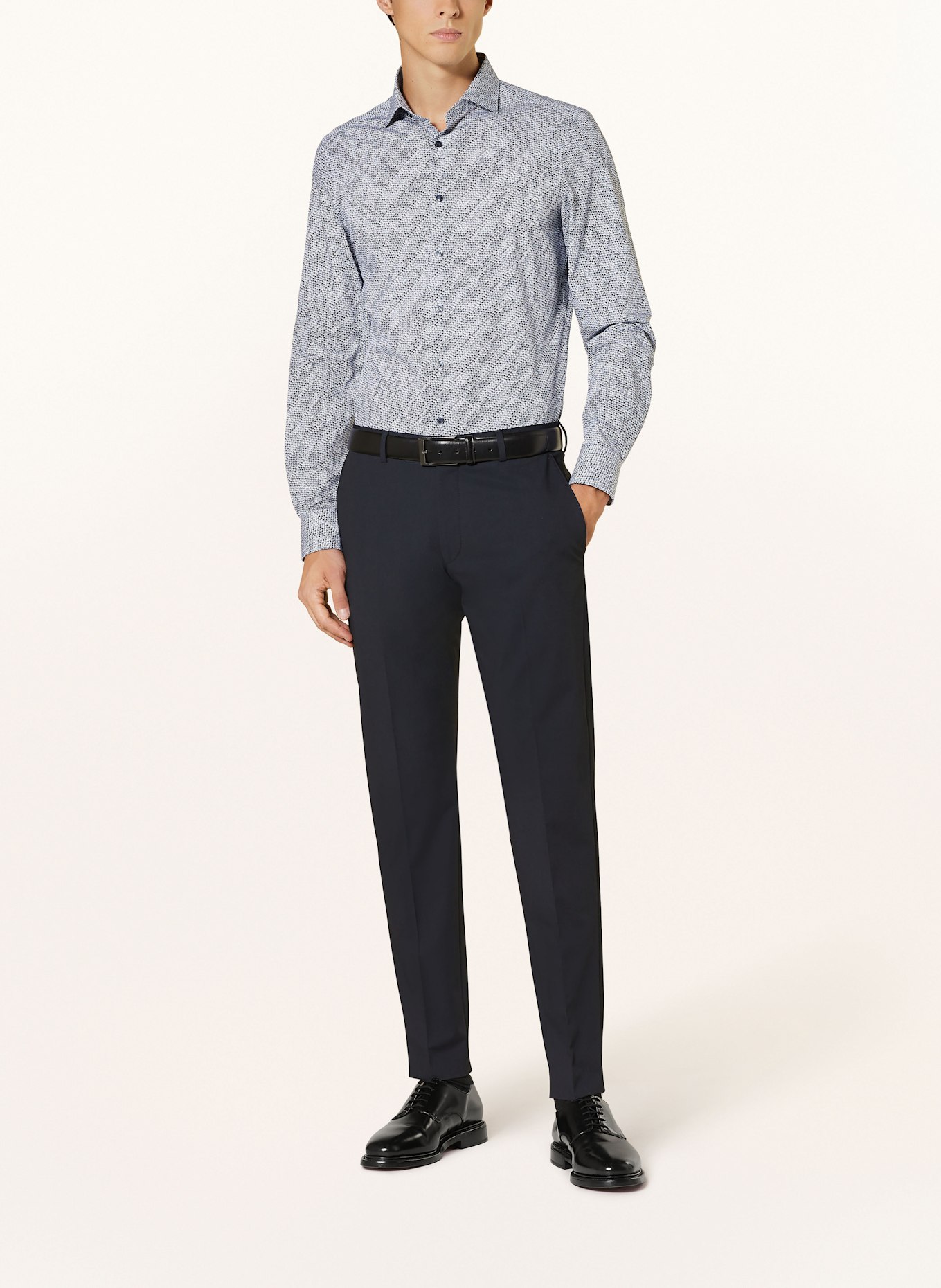 OLYMP Hemd Level Five body Fit: DUNKELBLAU / WEISS