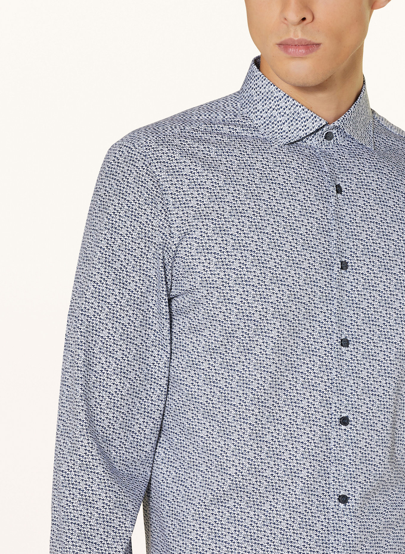 OLYMP Hemd Level Five body Fit: DUNKELBLAU / WEISS