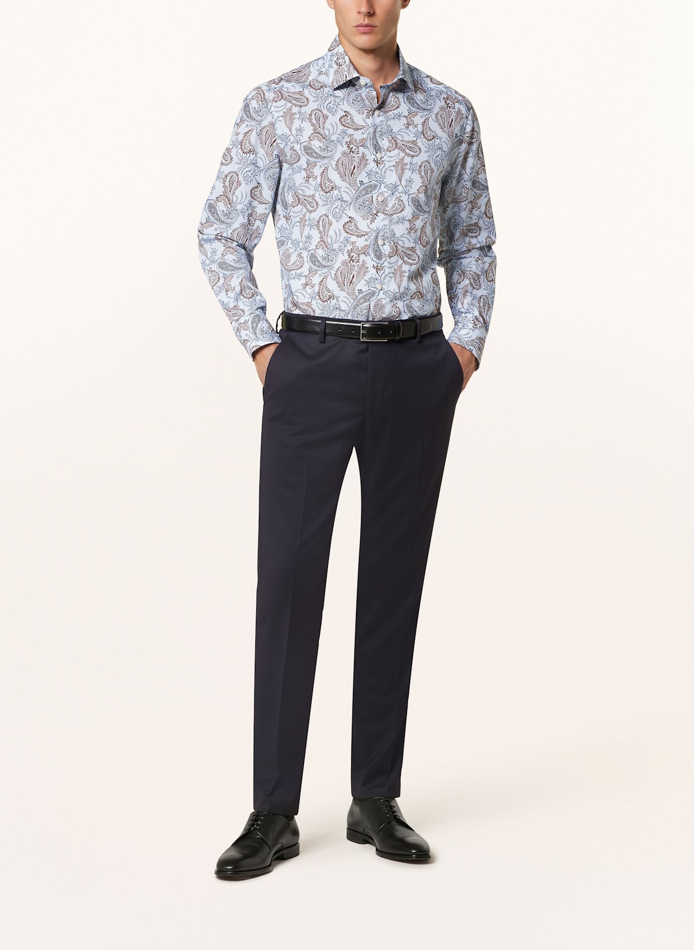 OLYMP Hemd Luxor comfort fit: HELLBLAU / BLAU / DUNKELBRAUN