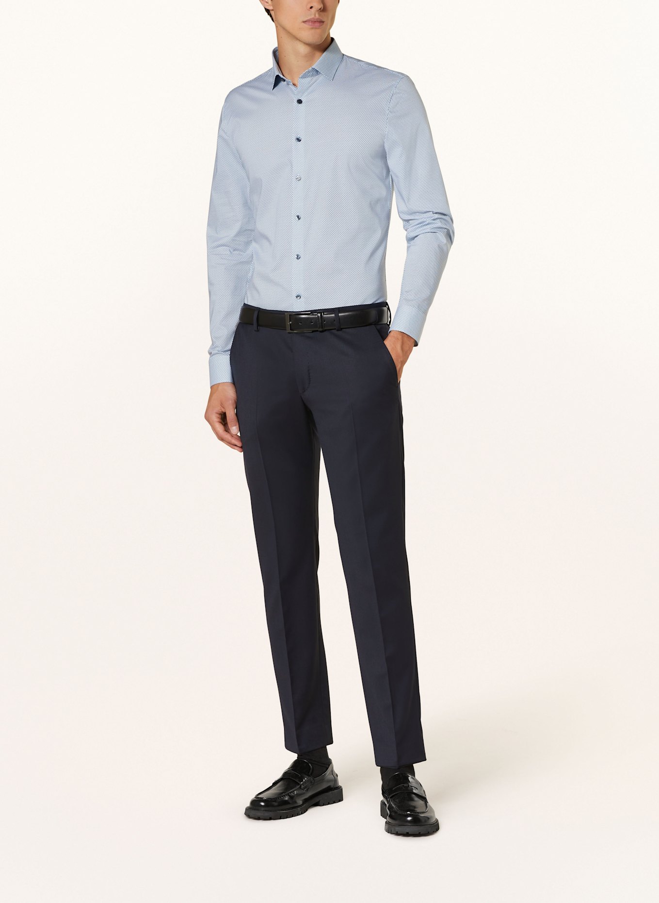 OLYMP Hemd No. Six super slim fit: HELLBLAU / WEISS / DUNKELBLAU