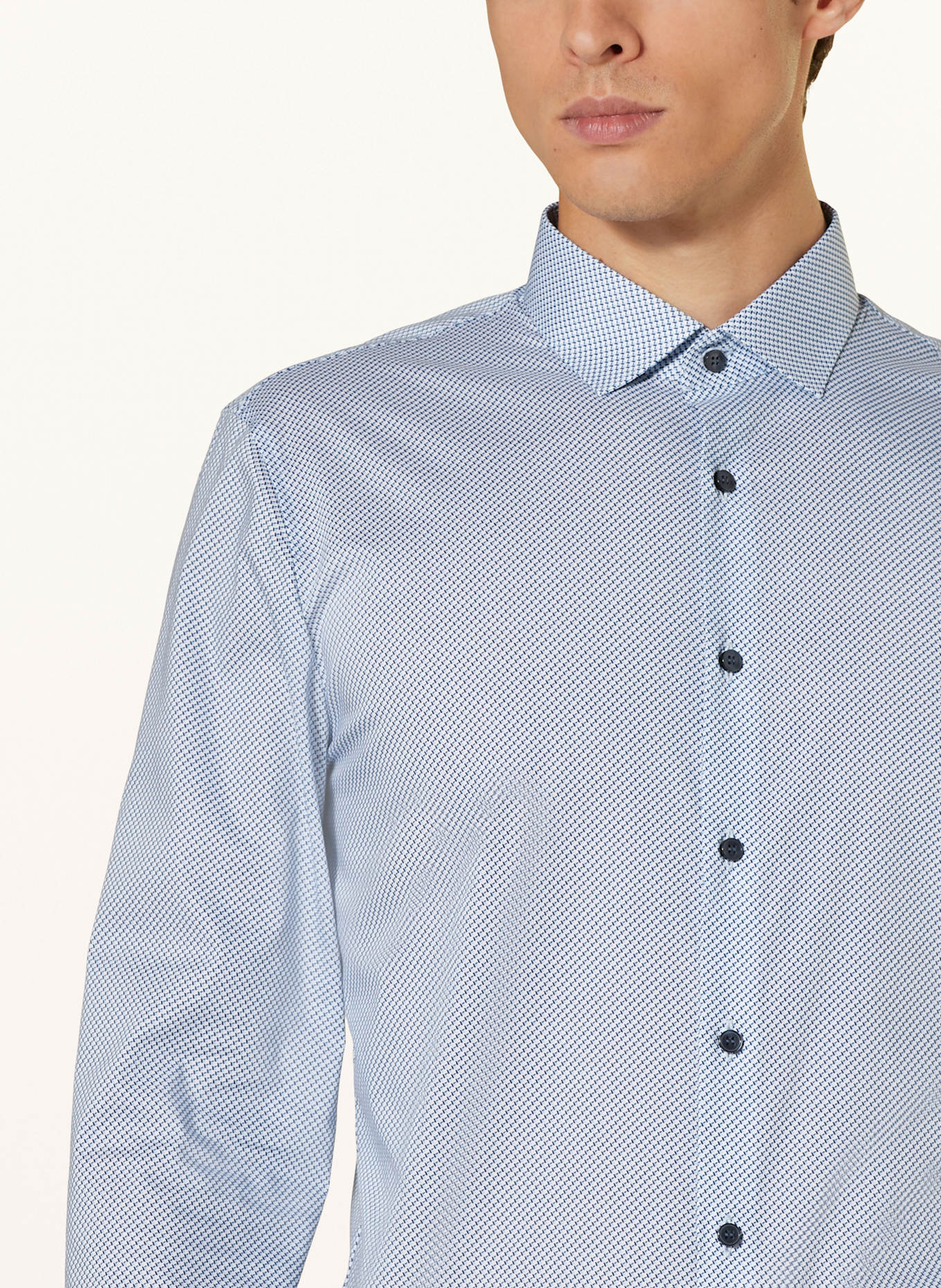 OLYMP Hemd No. Six super slim fit: HELLBLAU / WEISS / DUNKELBLAU