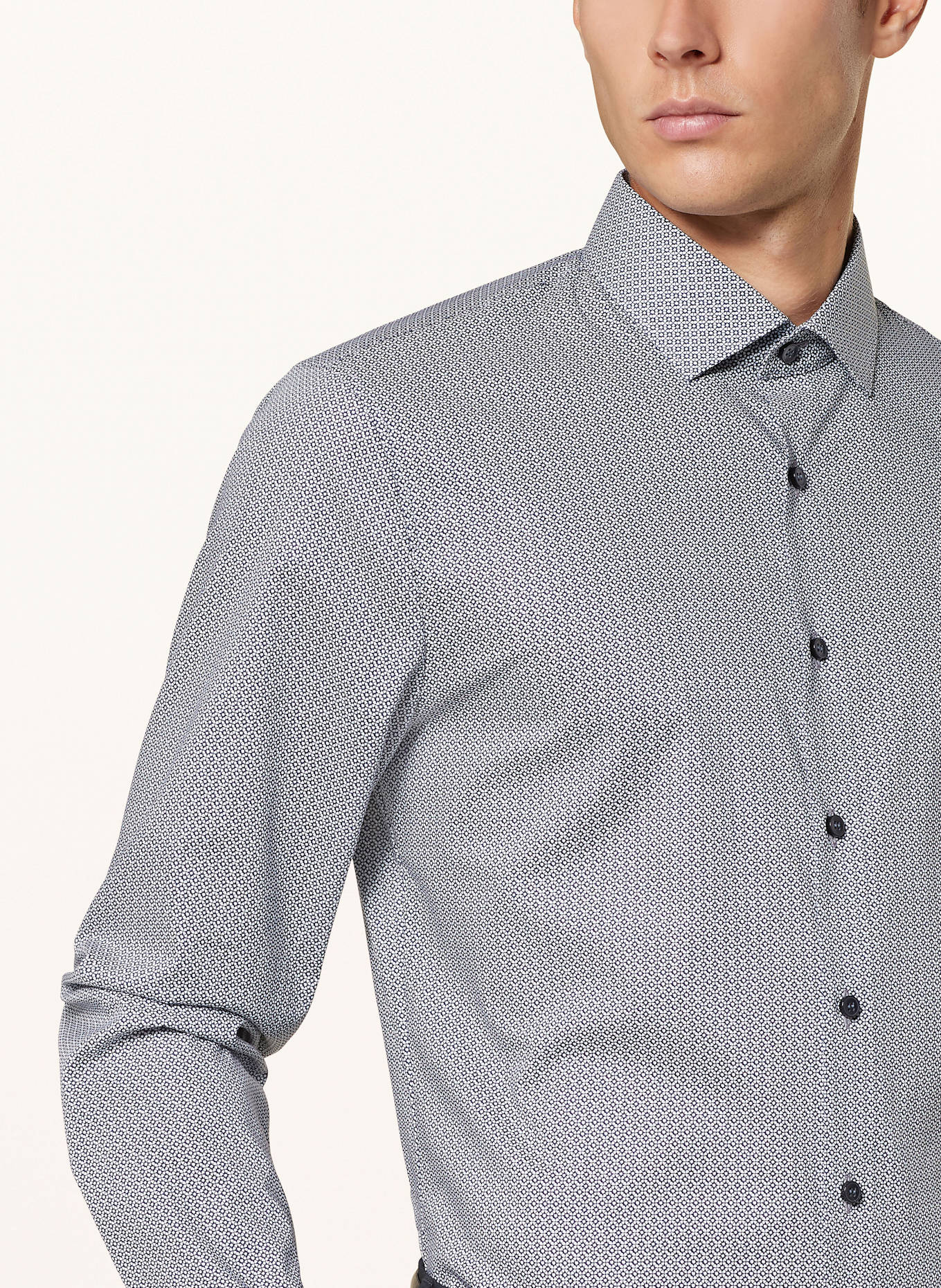 OLYMP Hemd No. Six super slim: DUNKELBLAU / WEISS