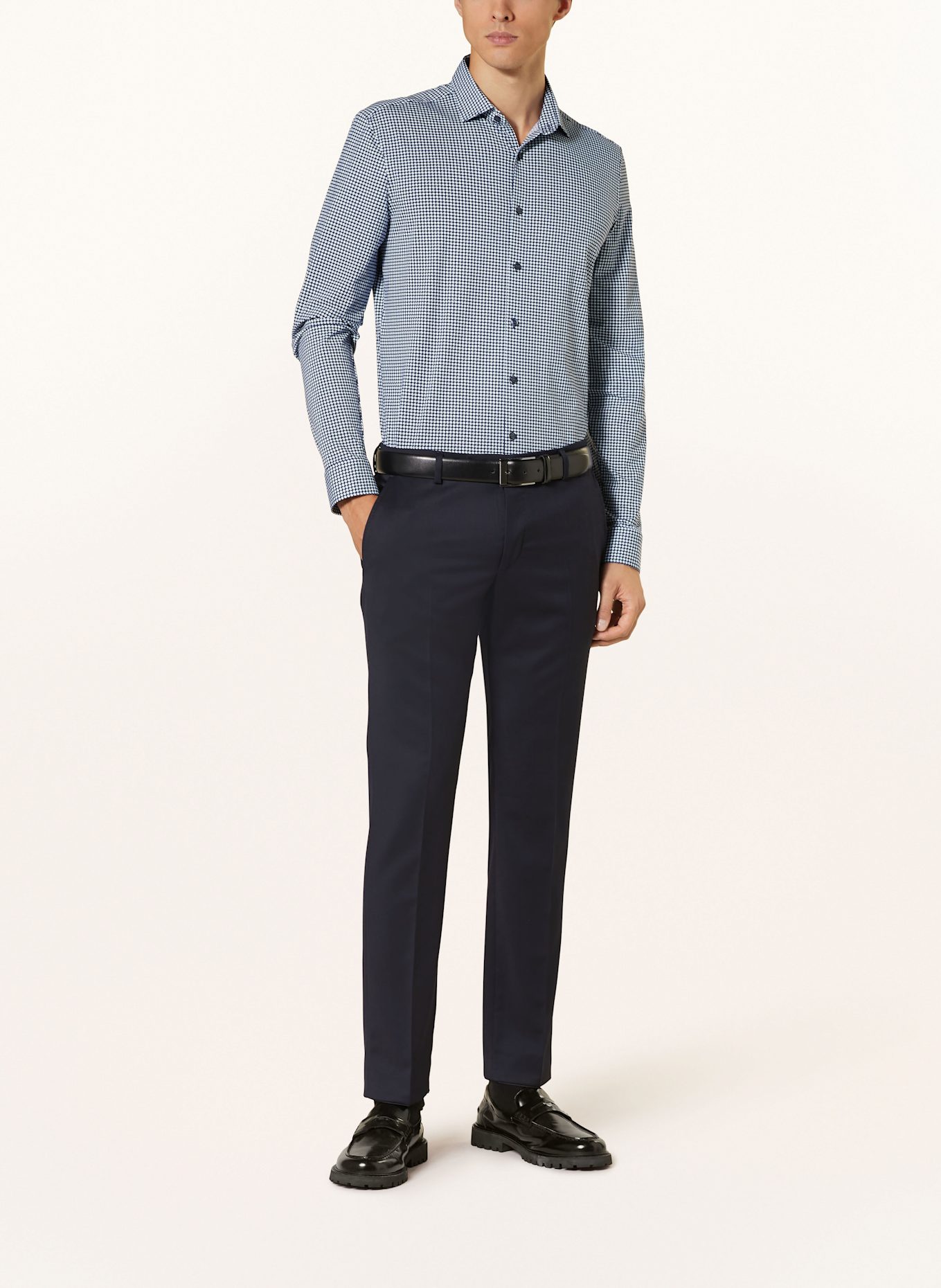 OLYMP Hemd No. Six super slim: BLAU / SCHWARZ / HELLBLAU