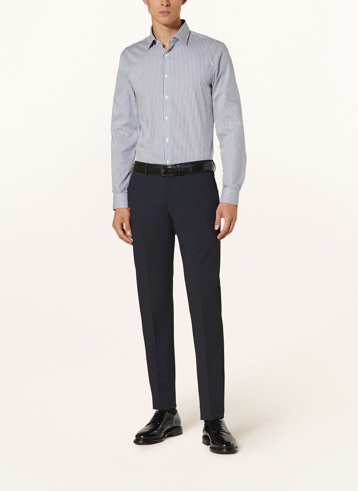 OLYMP Hemd No. Six super slim: DUNKELBLAU / WEISS