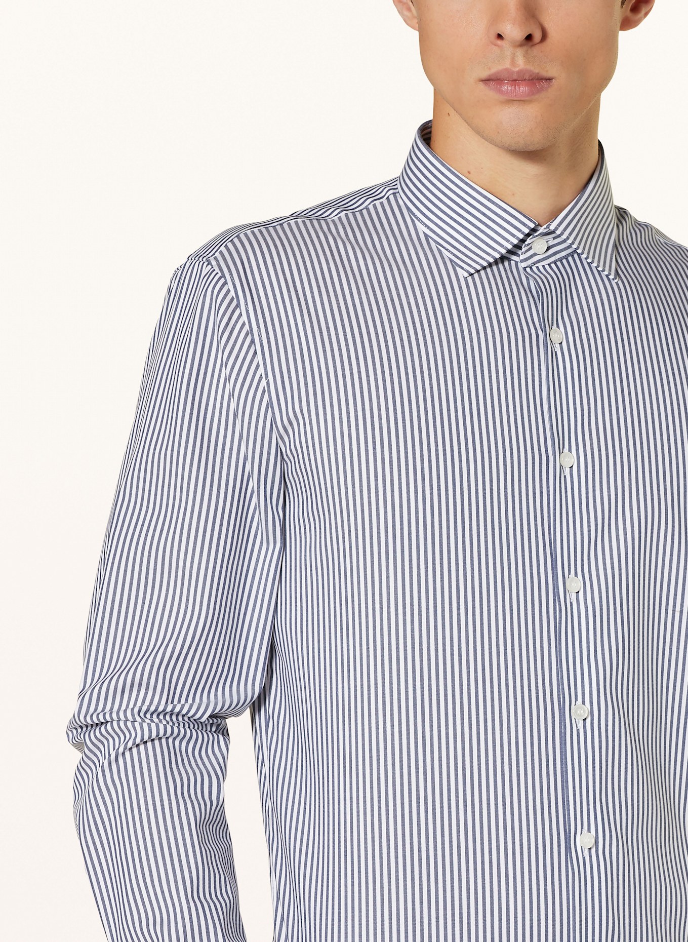 OLYMP Hemd No. Six super slim: DUNKELBLAU / WEISS