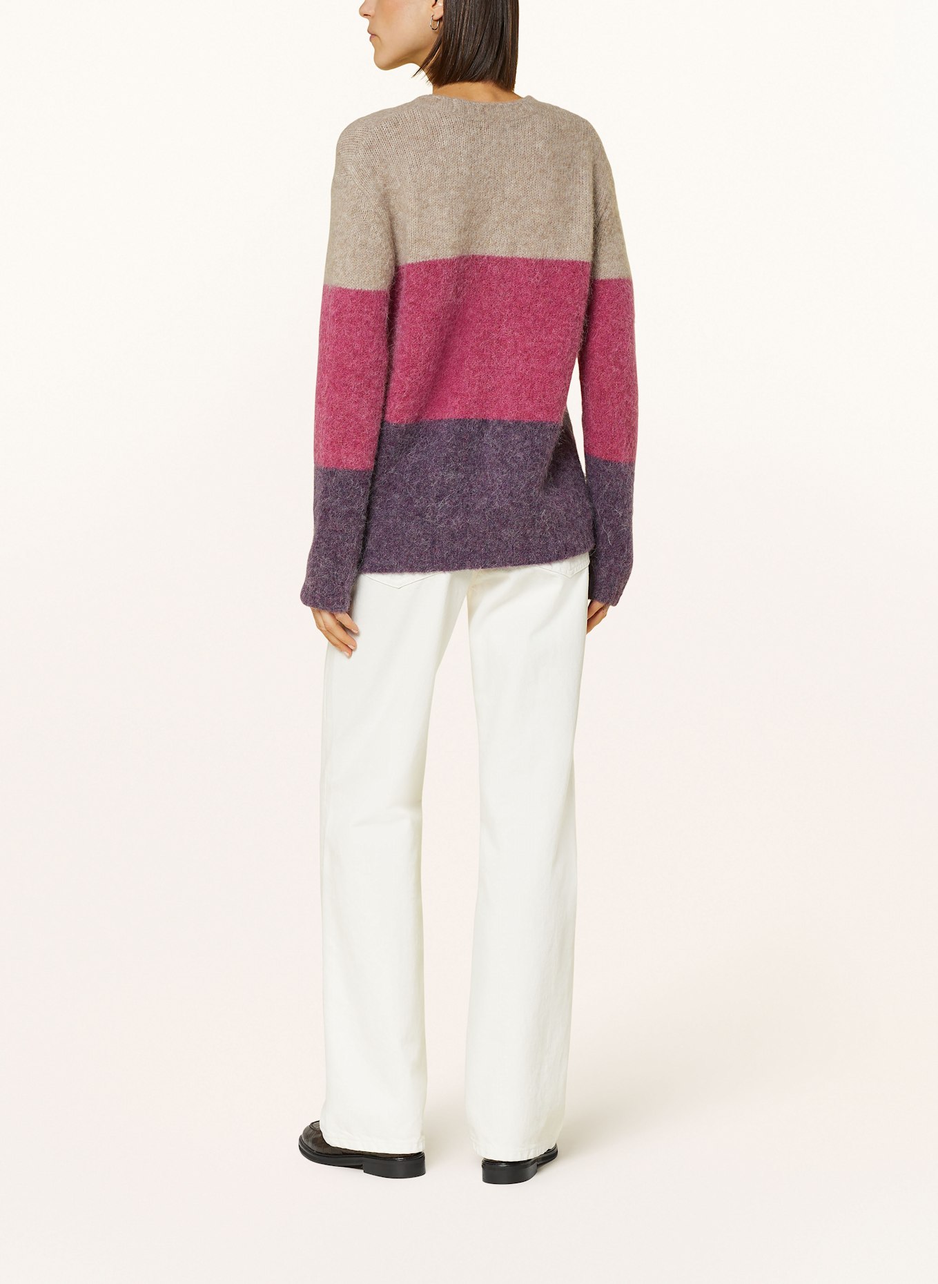 FYNCH-HATTON Pullover mit Alpaka: DUNKELLILA/ FUCHSIA/ BEIGE