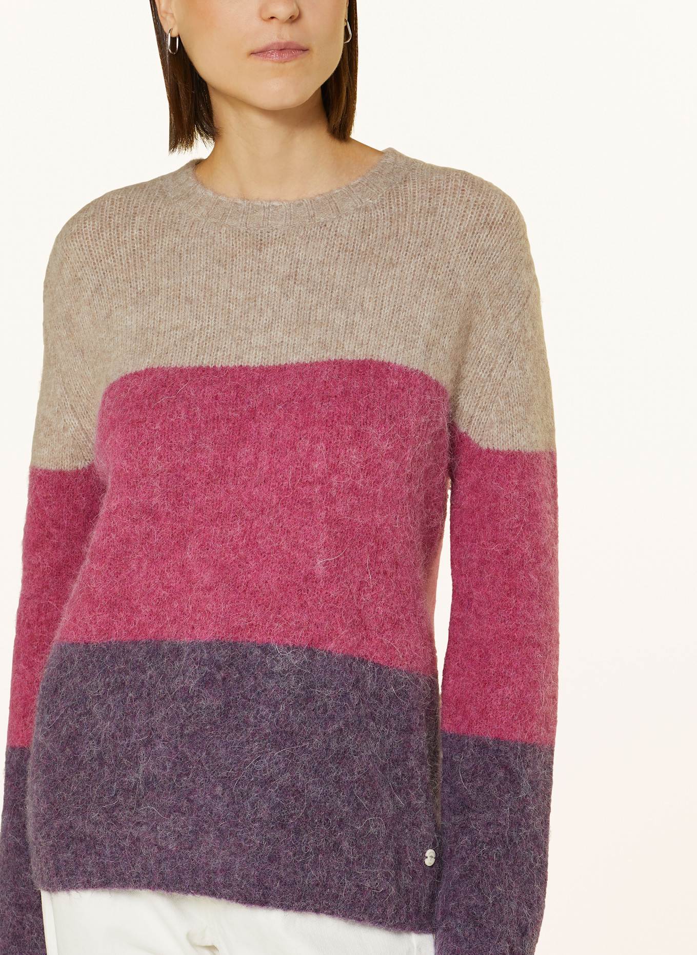 FYNCH-HATTON Pullover mit Alpaka: DUNKELLILA/ FUCHSIA/ BEIGE