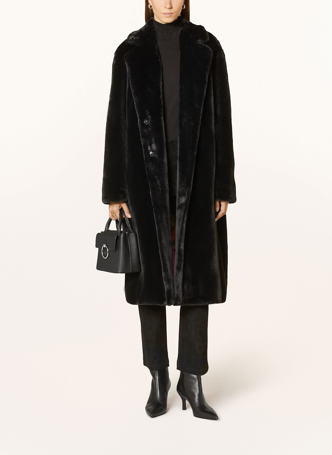 lilienfels Kunstpelz-Mantel: SCHWARZ