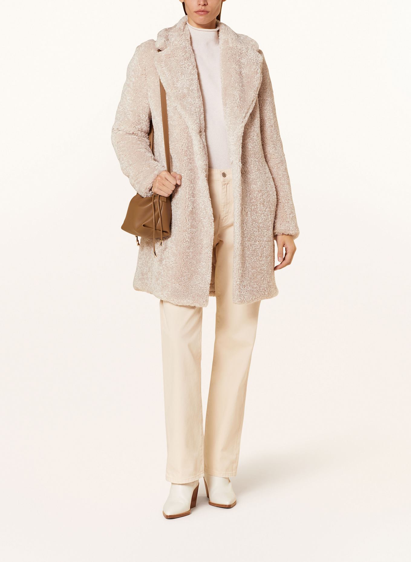 Beige long teddy coat on sale