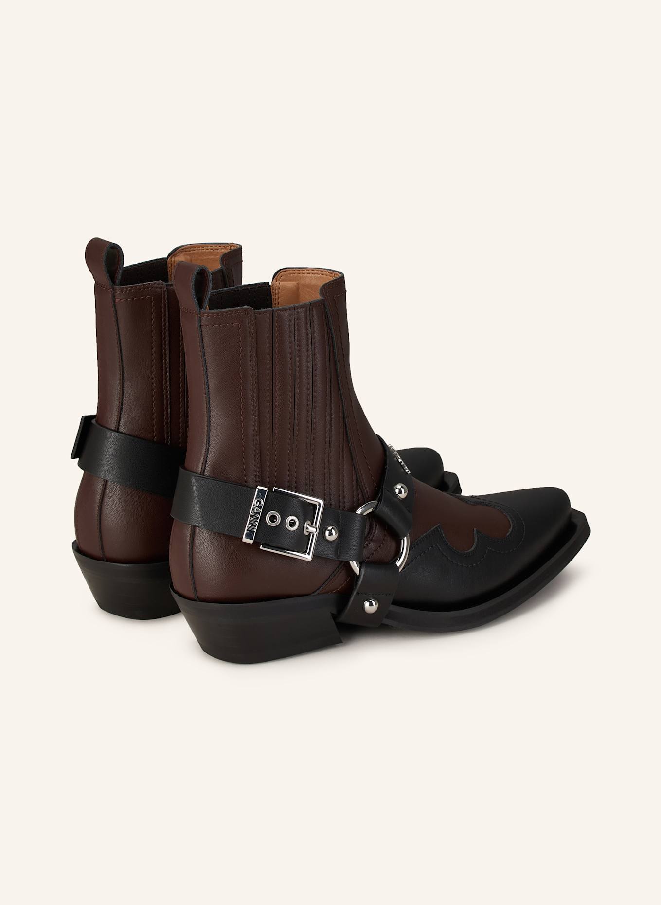 GANNI Cowboy Boots: SCHWARZ/ BRAUN/ DUNKELBRAUN