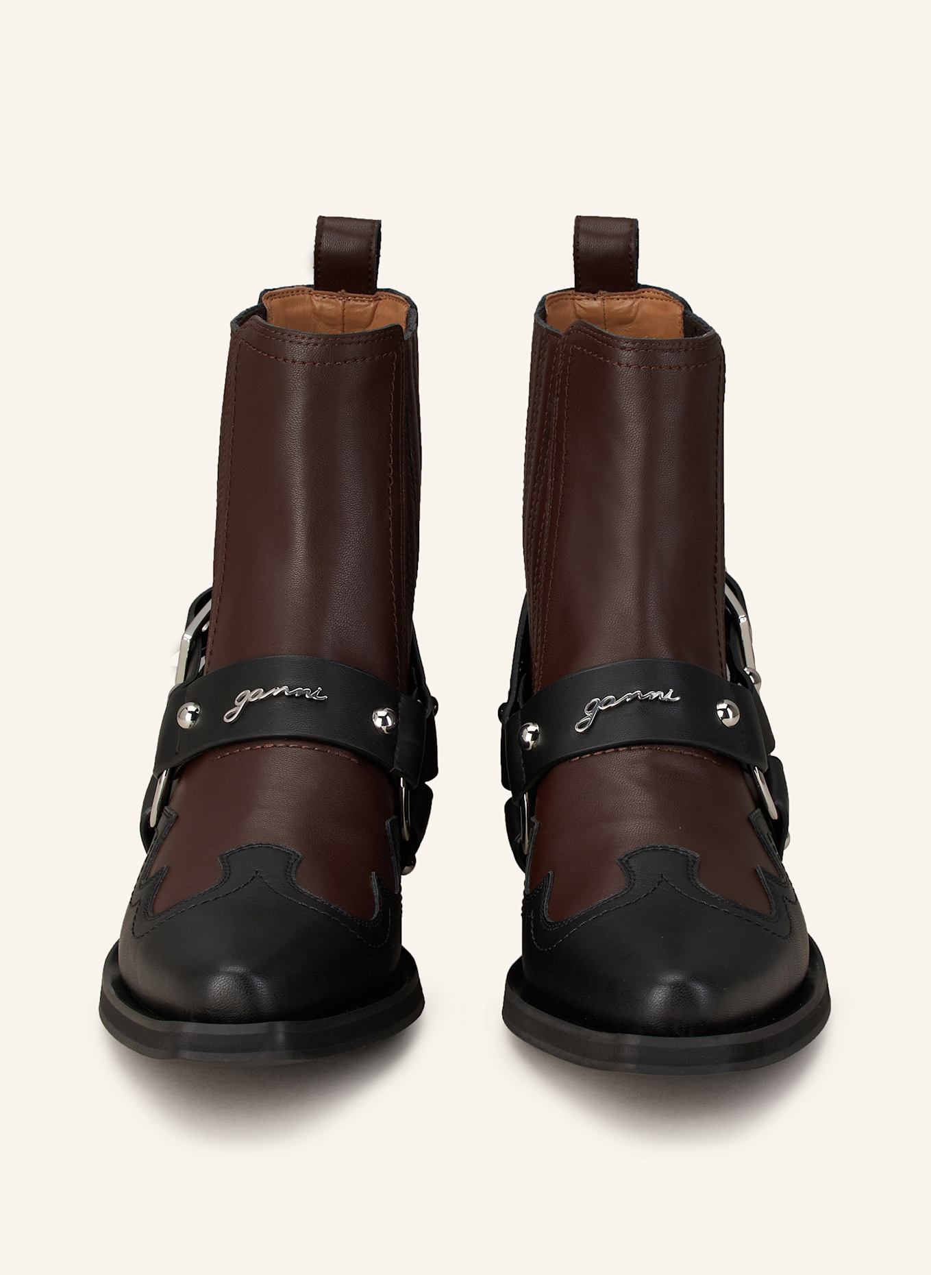 GANNI Cowboy Boots: SCHWARZ/ BRAUN/ DUNKELBRAUN
