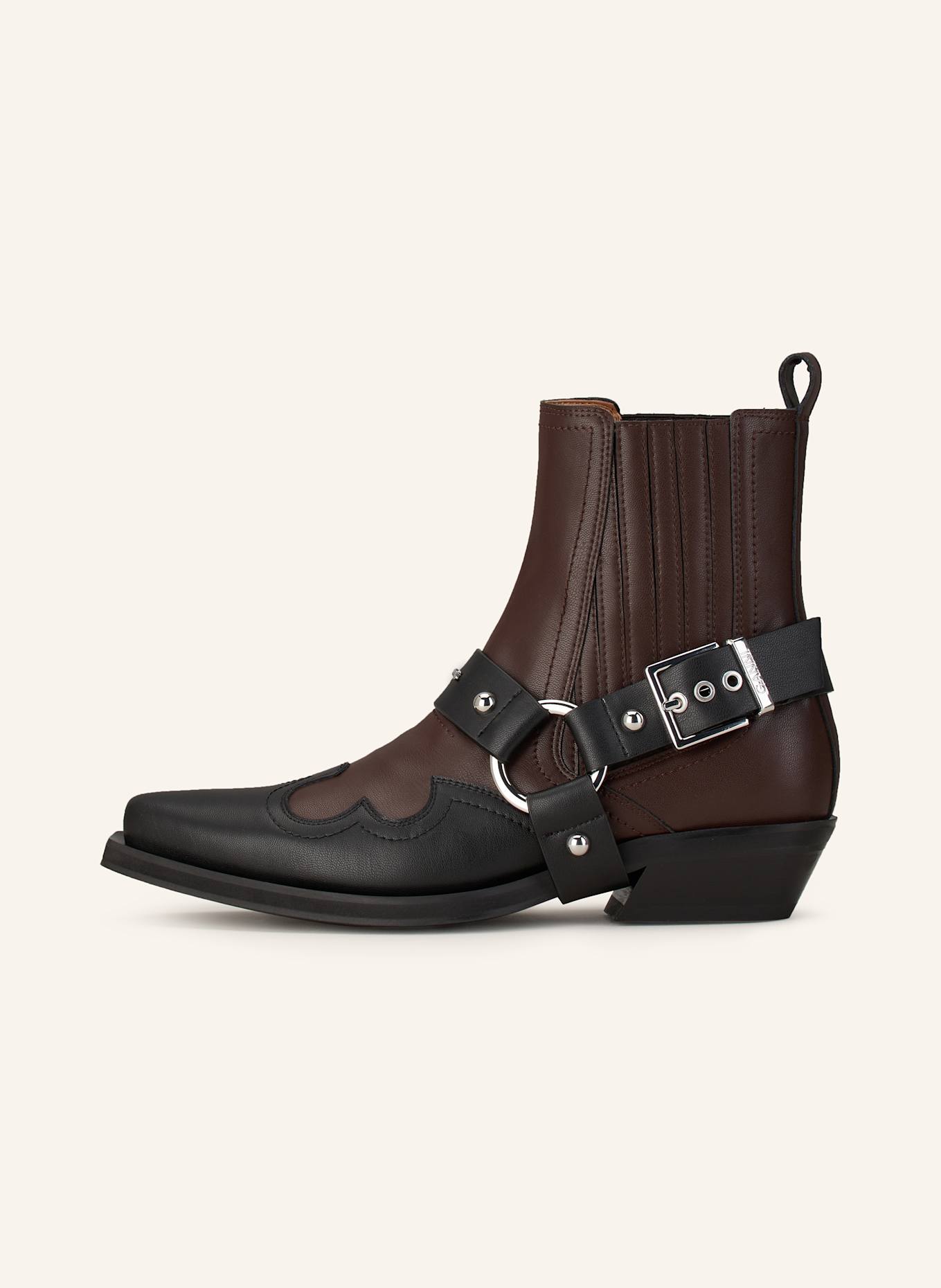 GANNI Cowboy Boots: SCHWARZ/ BRAUN/ DUNKELBRAUN