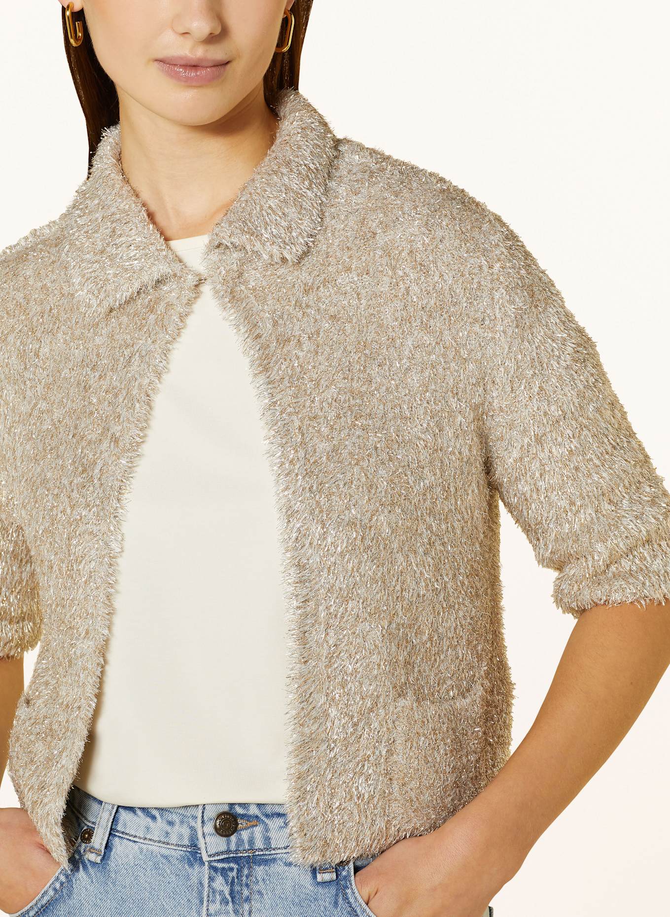 oui Cardigan with glitter thread, Color: GOLD (Image 4)