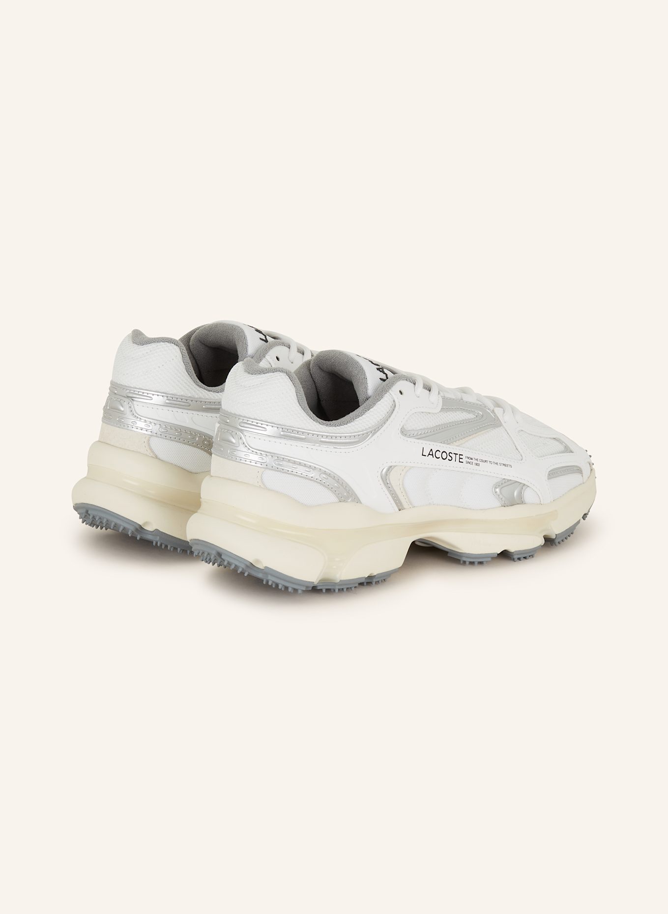 LACOSTE Sneaker: WEISS / SILBER