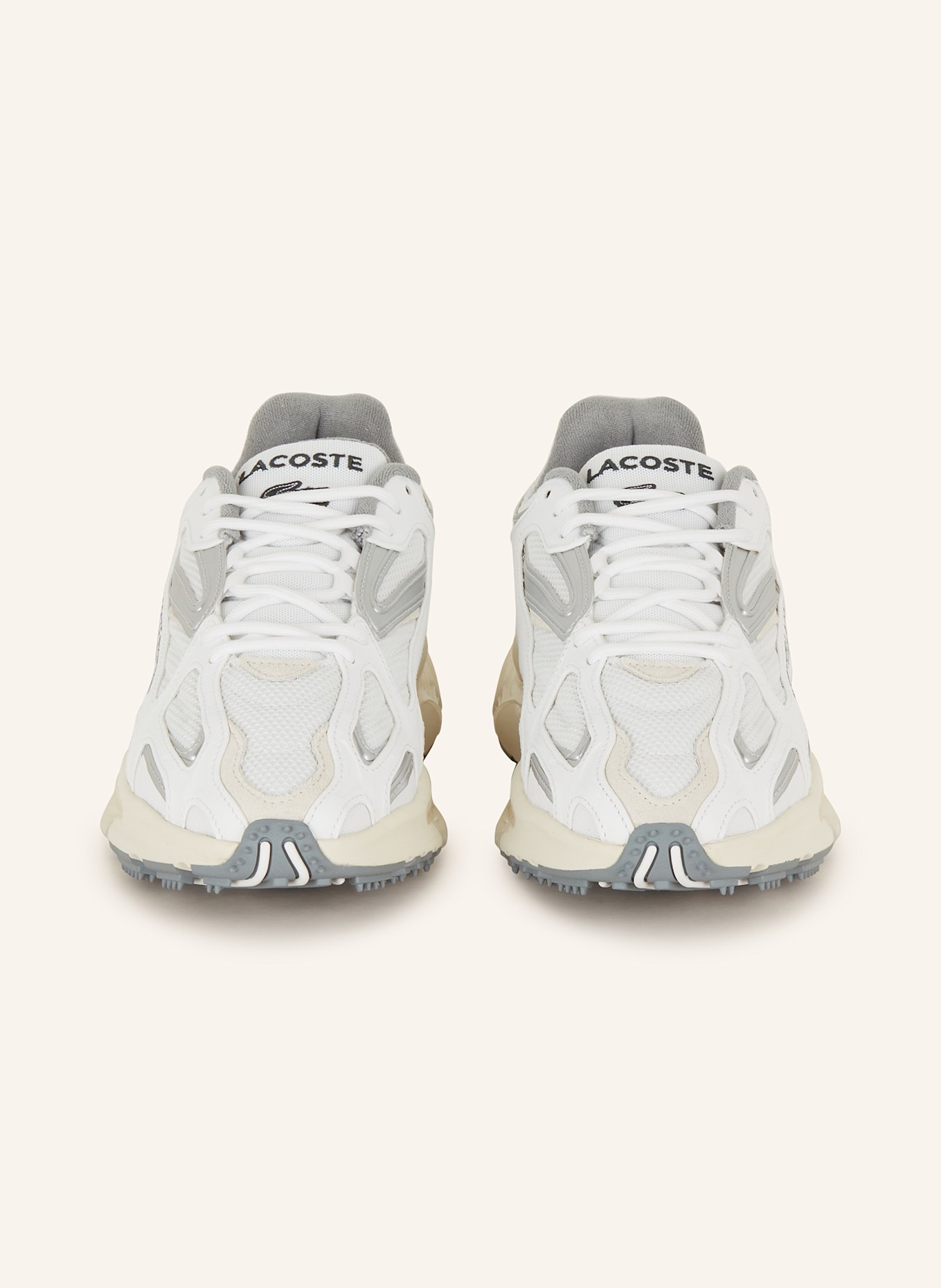 LACOSTE Sneaker: WEISS / SILBER