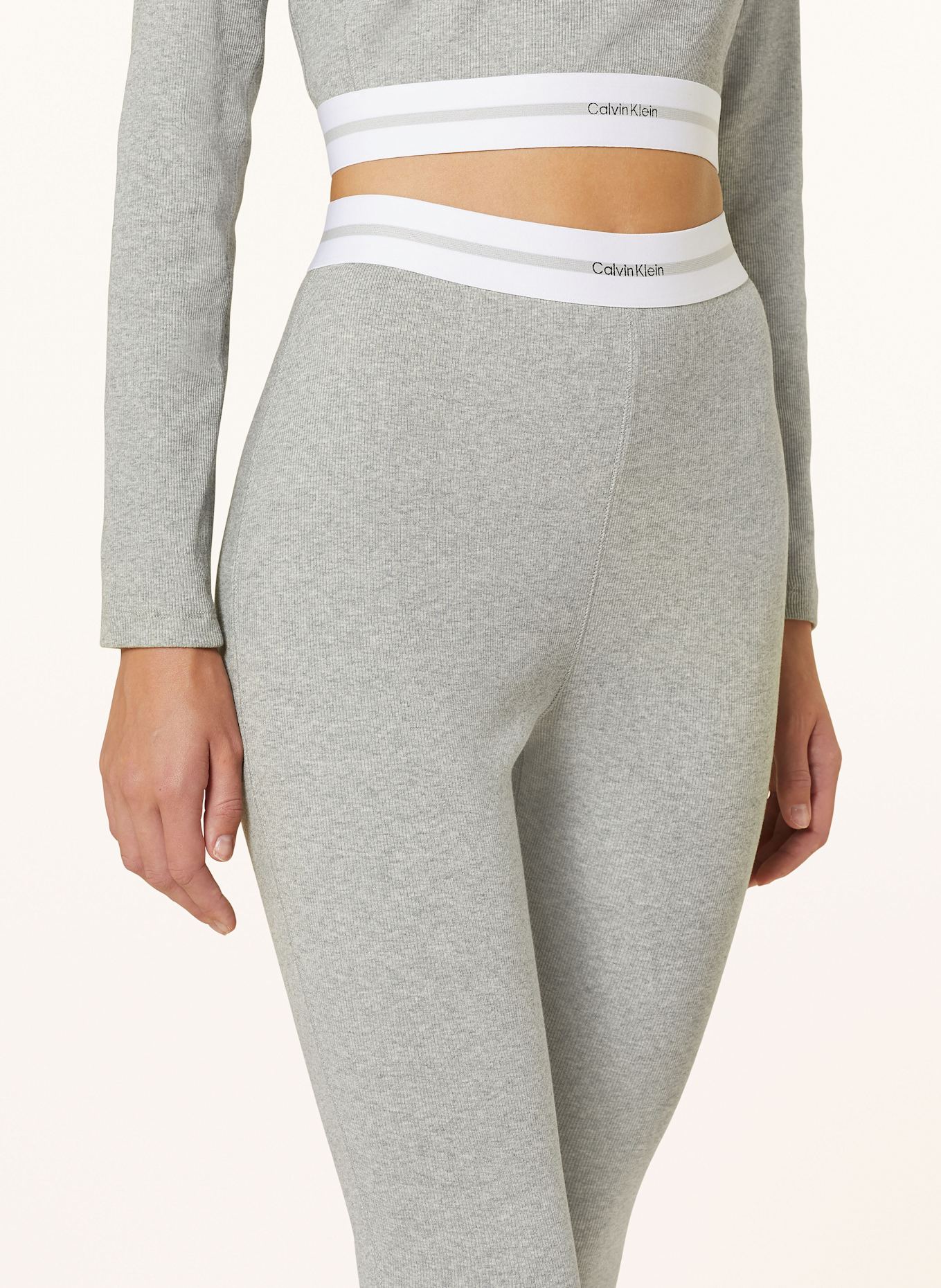 Calvin Klein COTTON STRETCH RIB lounge leggings: LIGHT GRAY