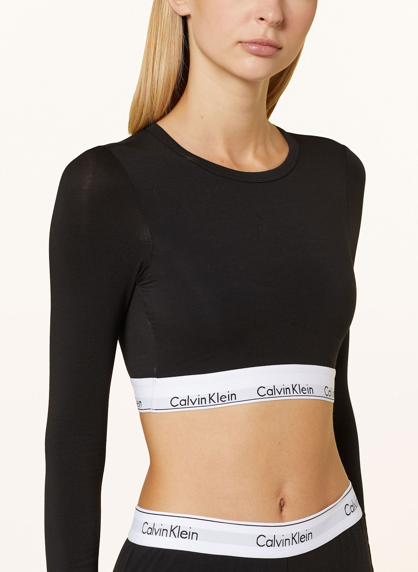 Calvin Klein Cropped-Shirt MODERN COTTON: SCHWARZ / WEISS