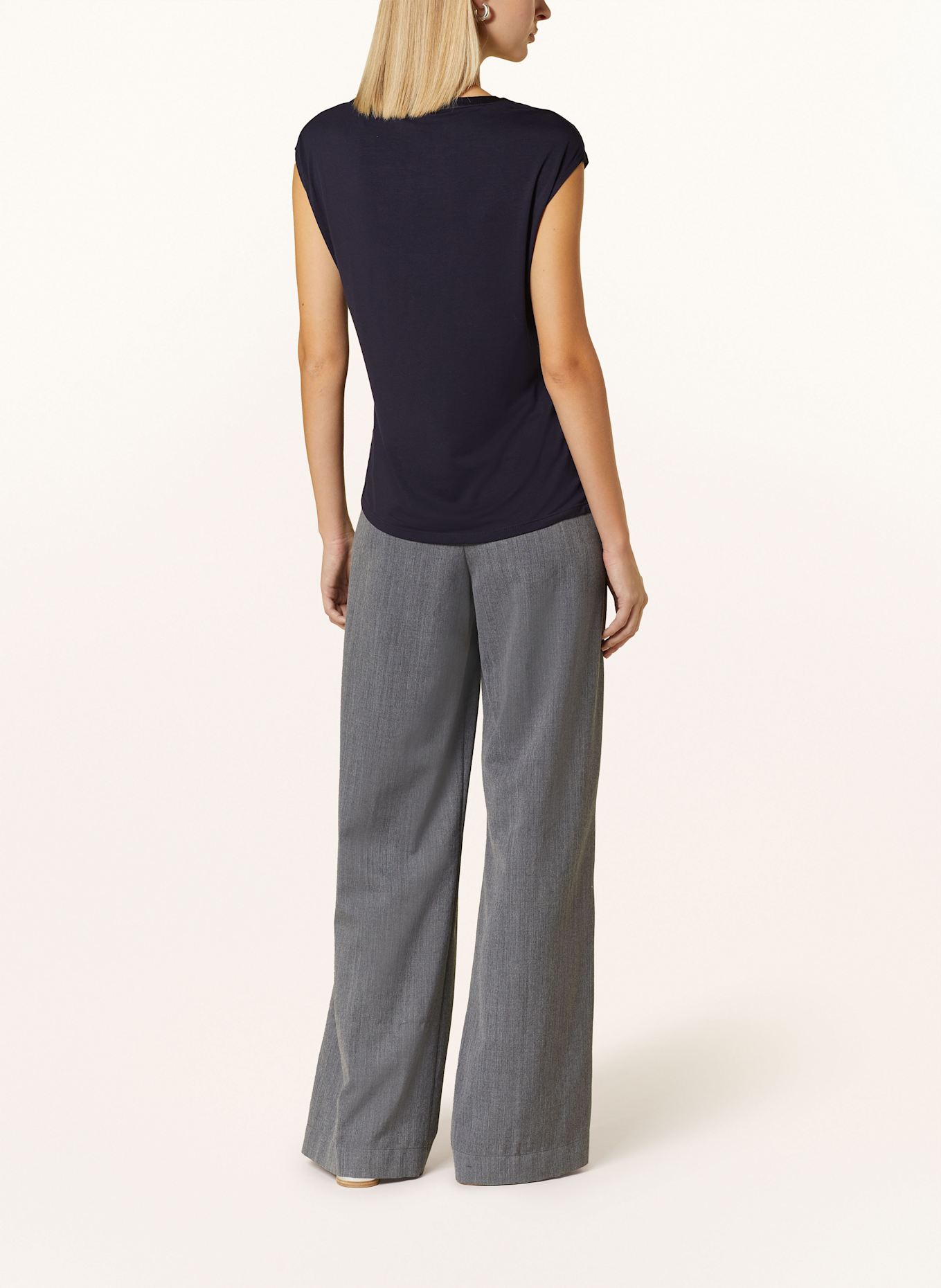 comma Blusentop im Materialmix: DUNKELBLAU