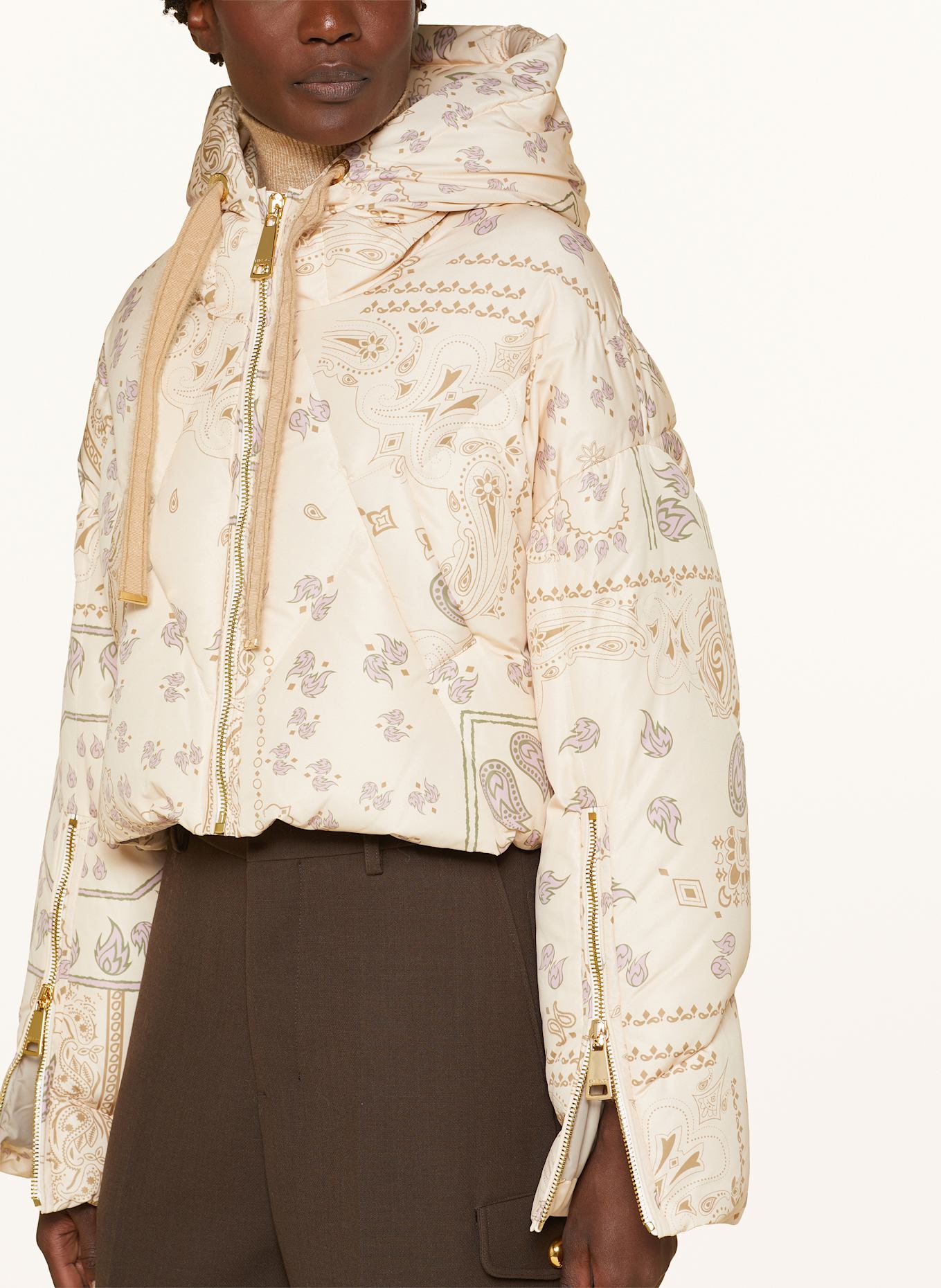 KHRISJOY Cropped down jacket BANDANA: CREAM / PINK / GREEN
