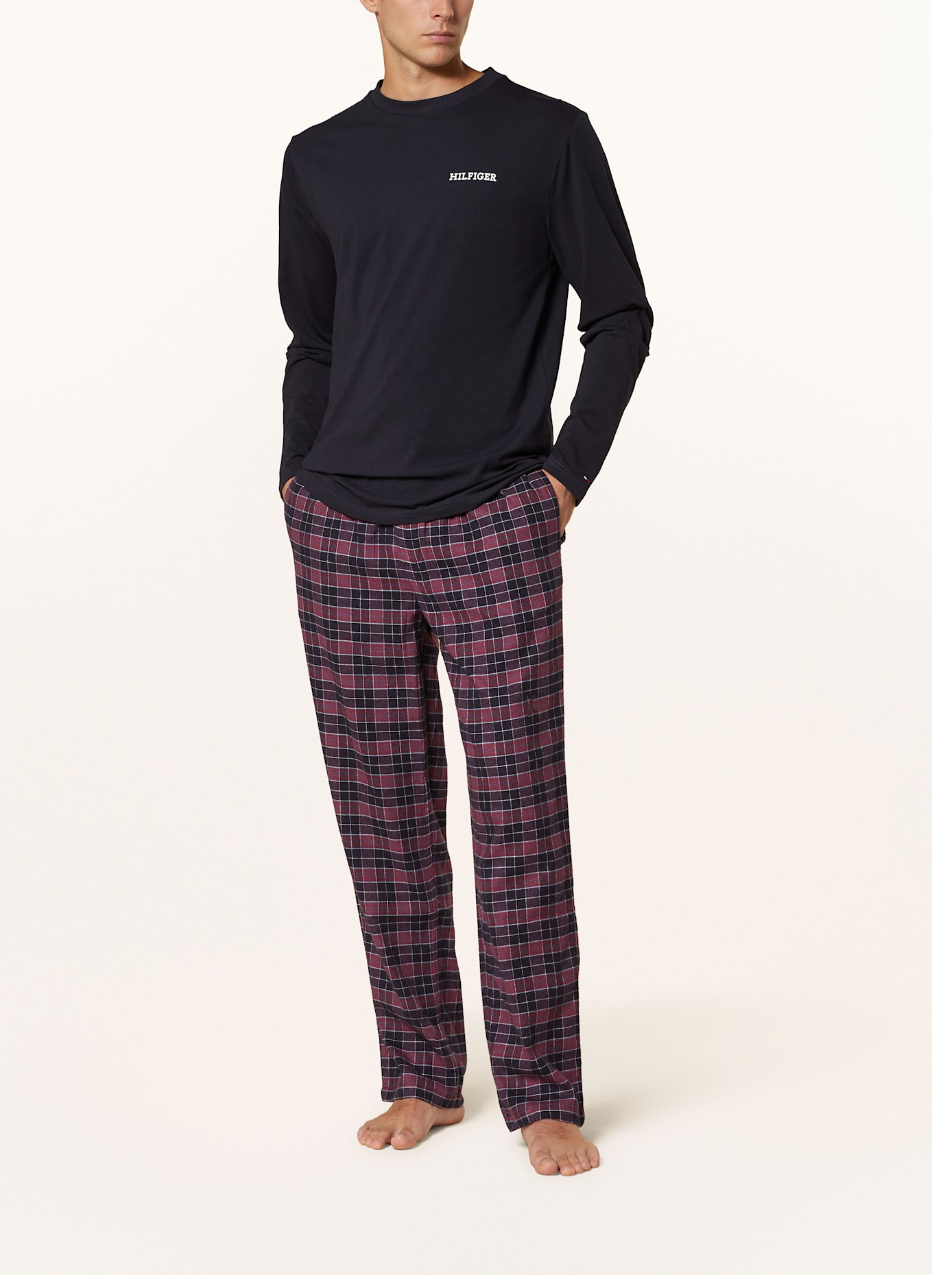 TOMMY HILFIGER Piżama: GRANATOWY / CIEMNOCZERWONY