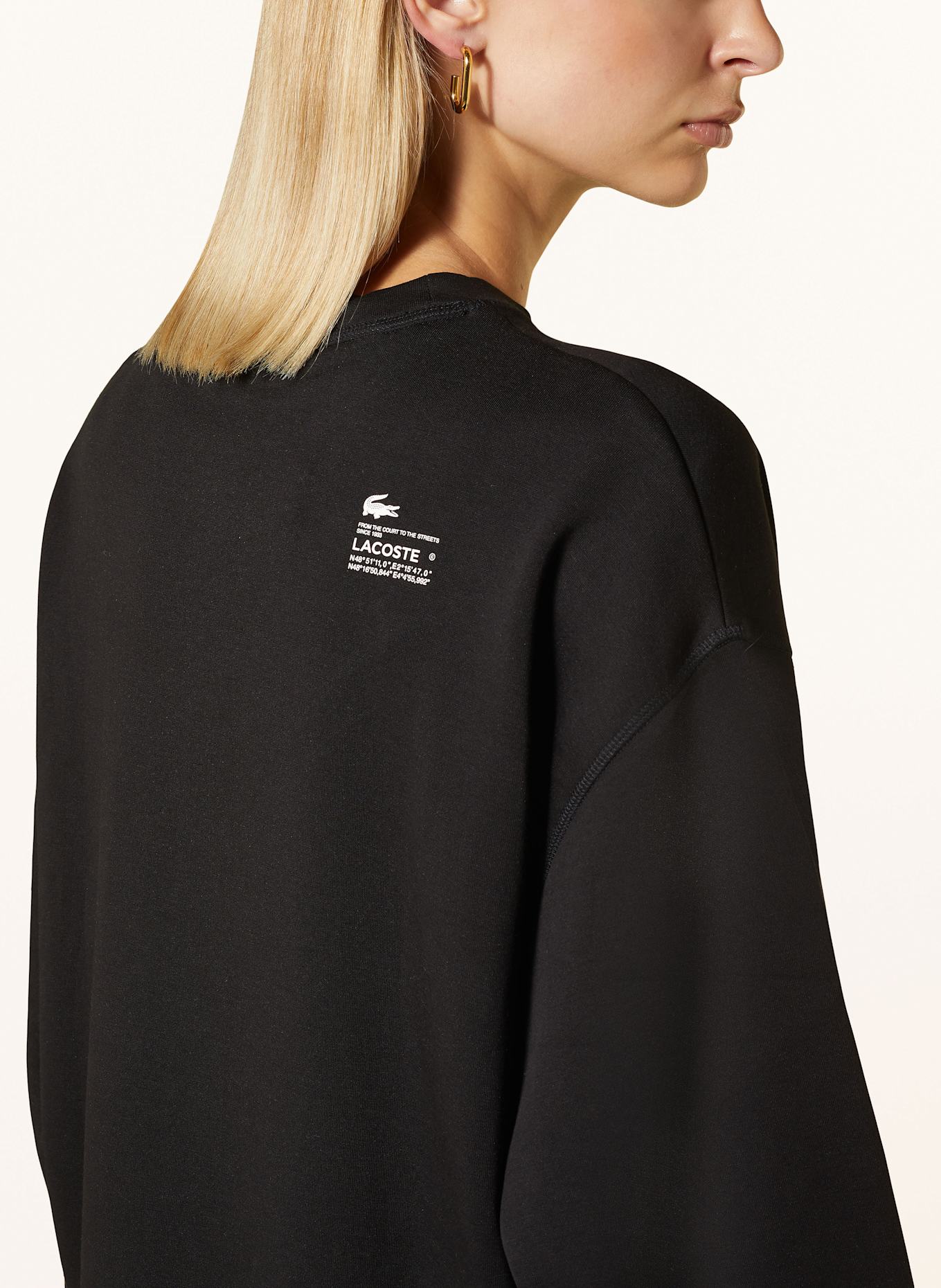 LACOSTE Oversized-Sweatshirt: SCHWARZ