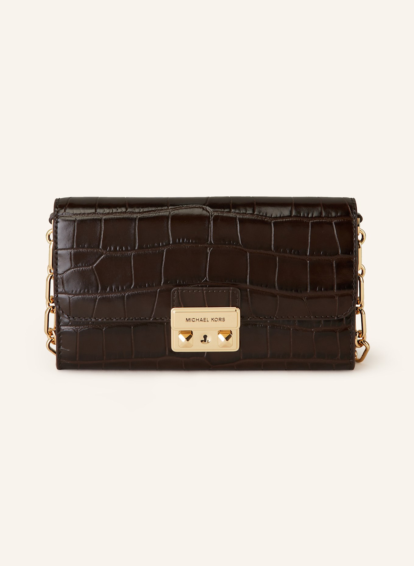 MICHAEL KORS TRIBECA wallet to hang around your neck in 251 chocolate