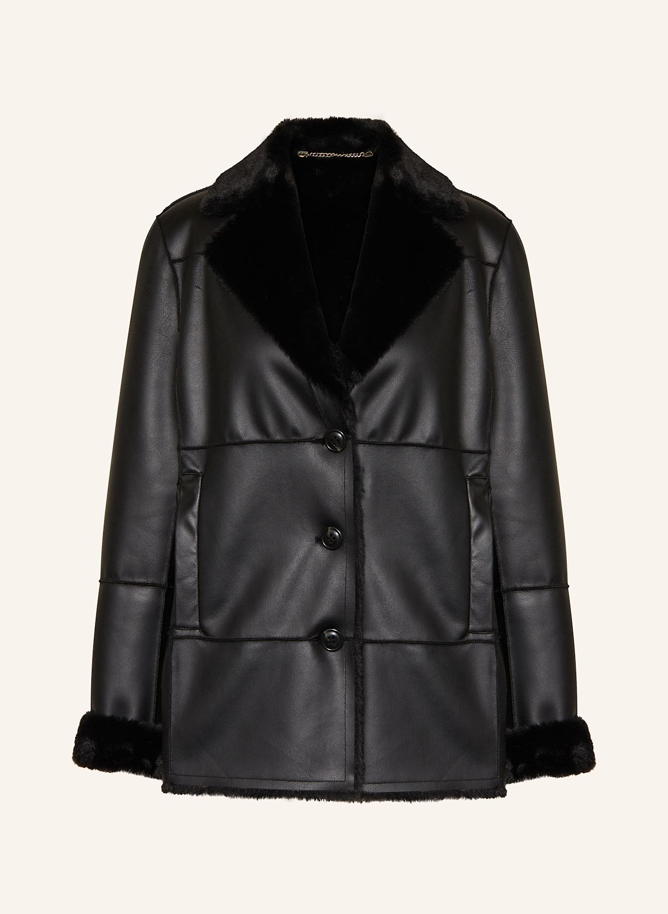 White Label Jacke in Lederoptik zum Wenden, Farbe: SCHWARZ (Bild 1)