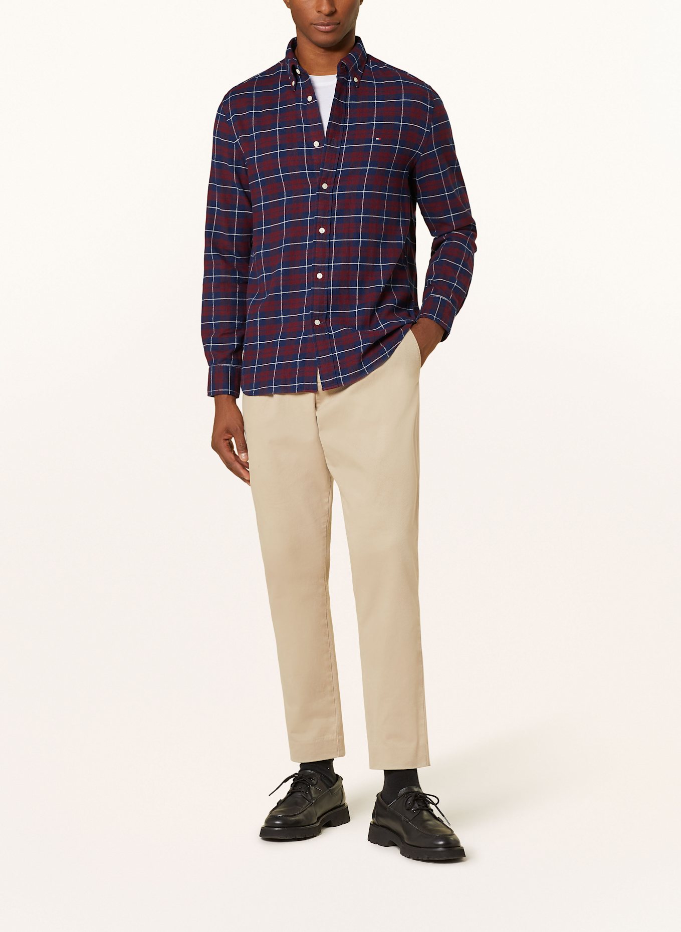 TOMMY HILFIGER Flanellhemd Regular Fit: DUNKELROT / DUNKELBLAU