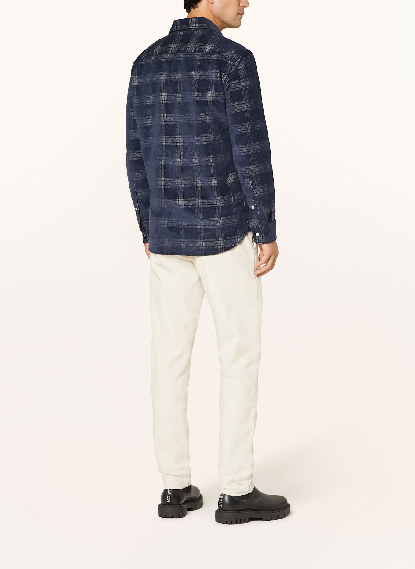 TOMMY HILFIGER Cordhemd Regular Fit: DUNKELBLAU / CREME