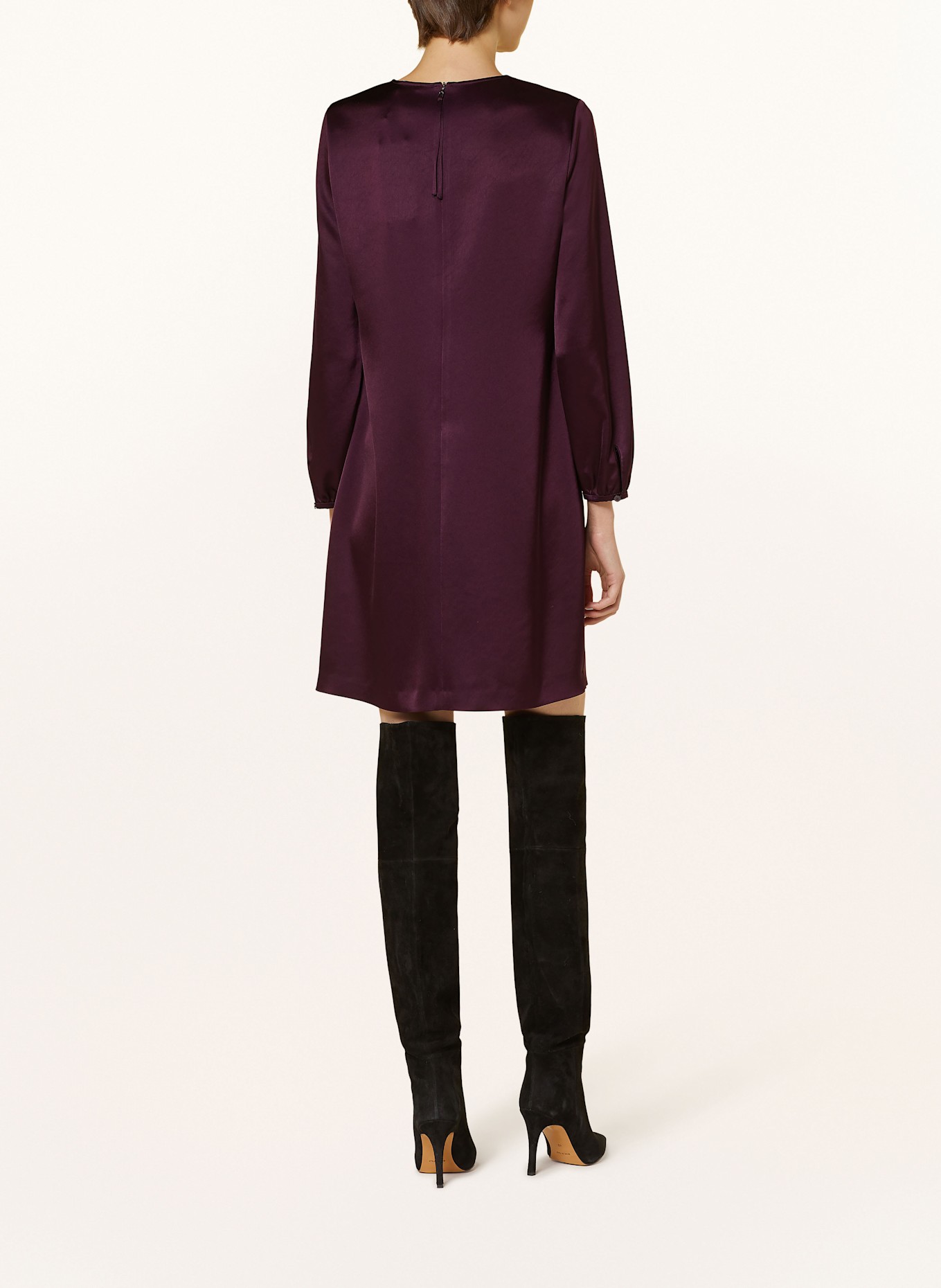 LUISA CERANO satijnen jurk: DONKERROOD