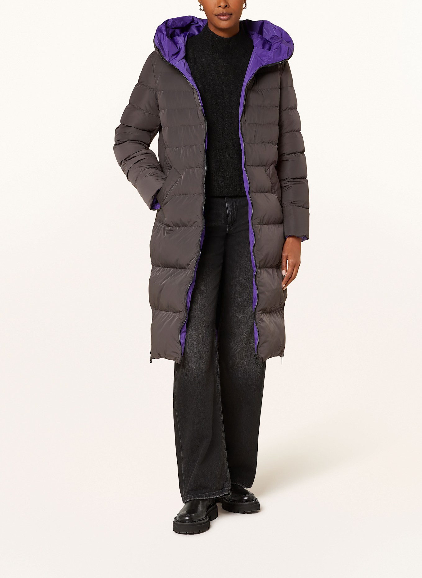 RINO & PELLE Steppmantel KEILA: DUNKELGRAU / LILA