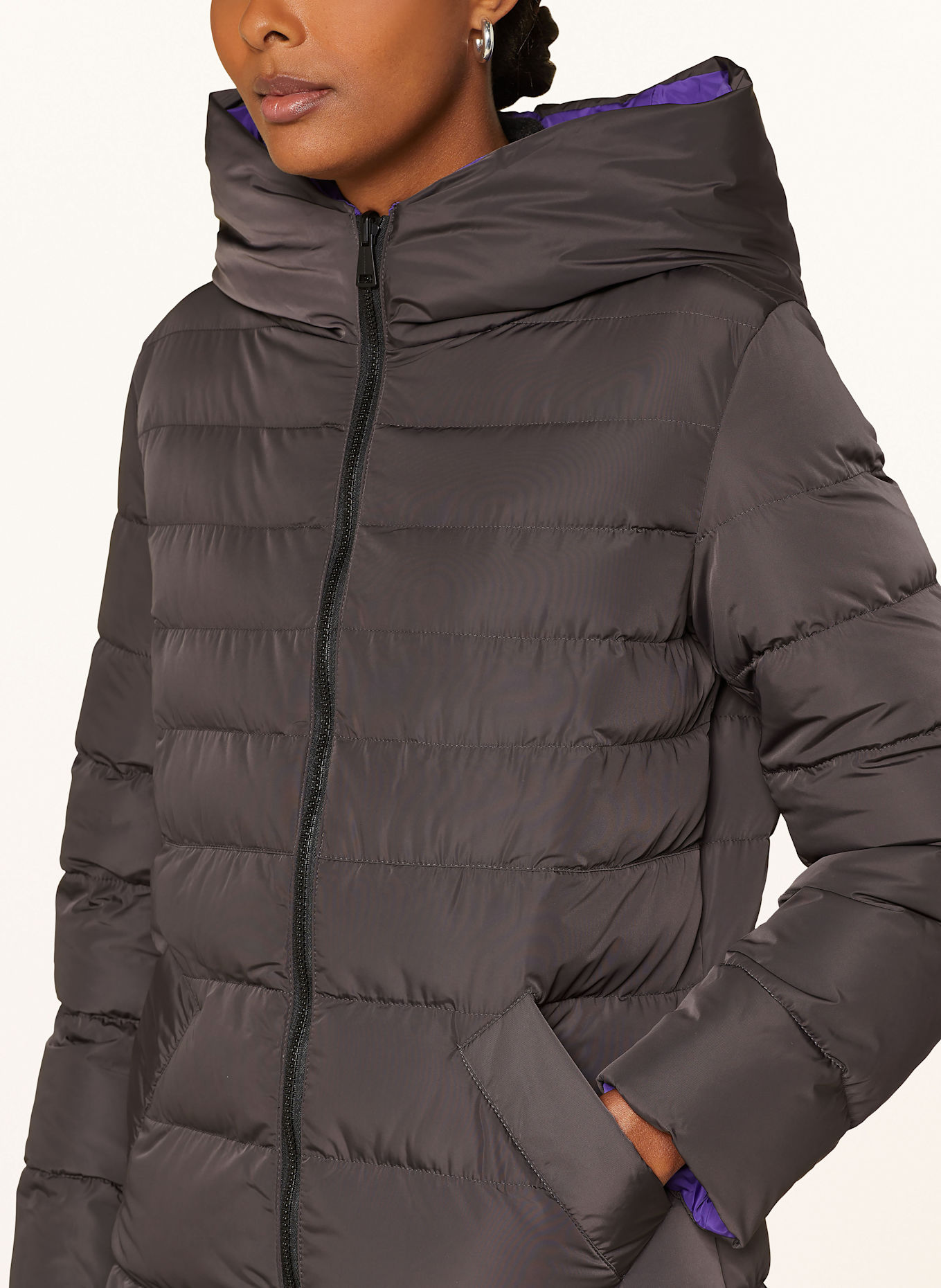 RINO & PELLE Steppmantel KEILA: DUNKELGRAU / LILA