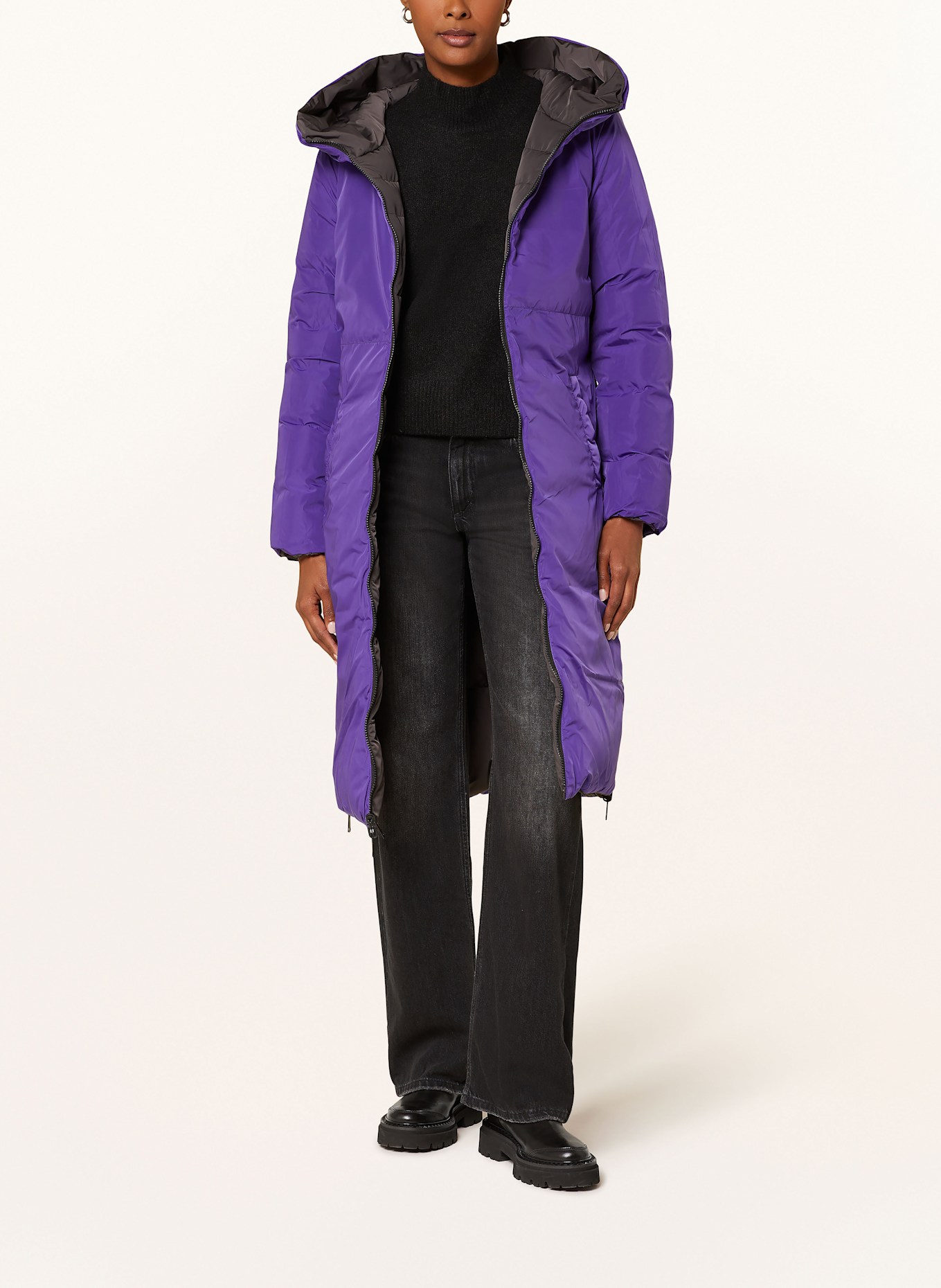 RINO & PELLE Steppmantel KEILA: DUNKELGRAU / LILA