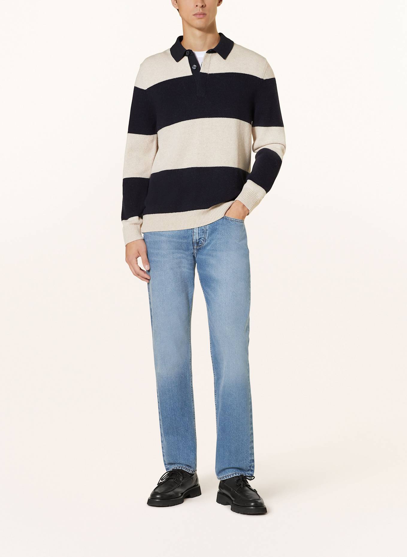 OLYMP Pullover: DUNKELBLAU / BEIGE