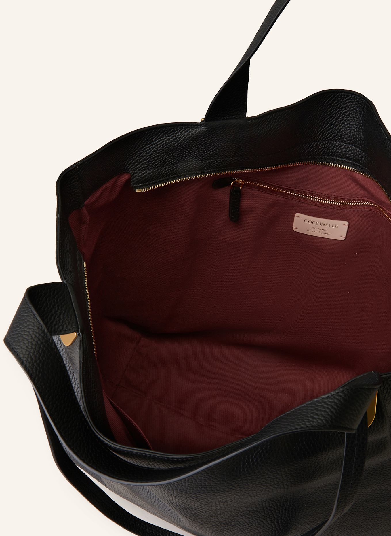 Coccinelle C-Easy Shopper L Borsa A Tracolla In Pelle - Marrone Scuro (Brunette) - Con Pochette Rimovibile E Sacchetto
