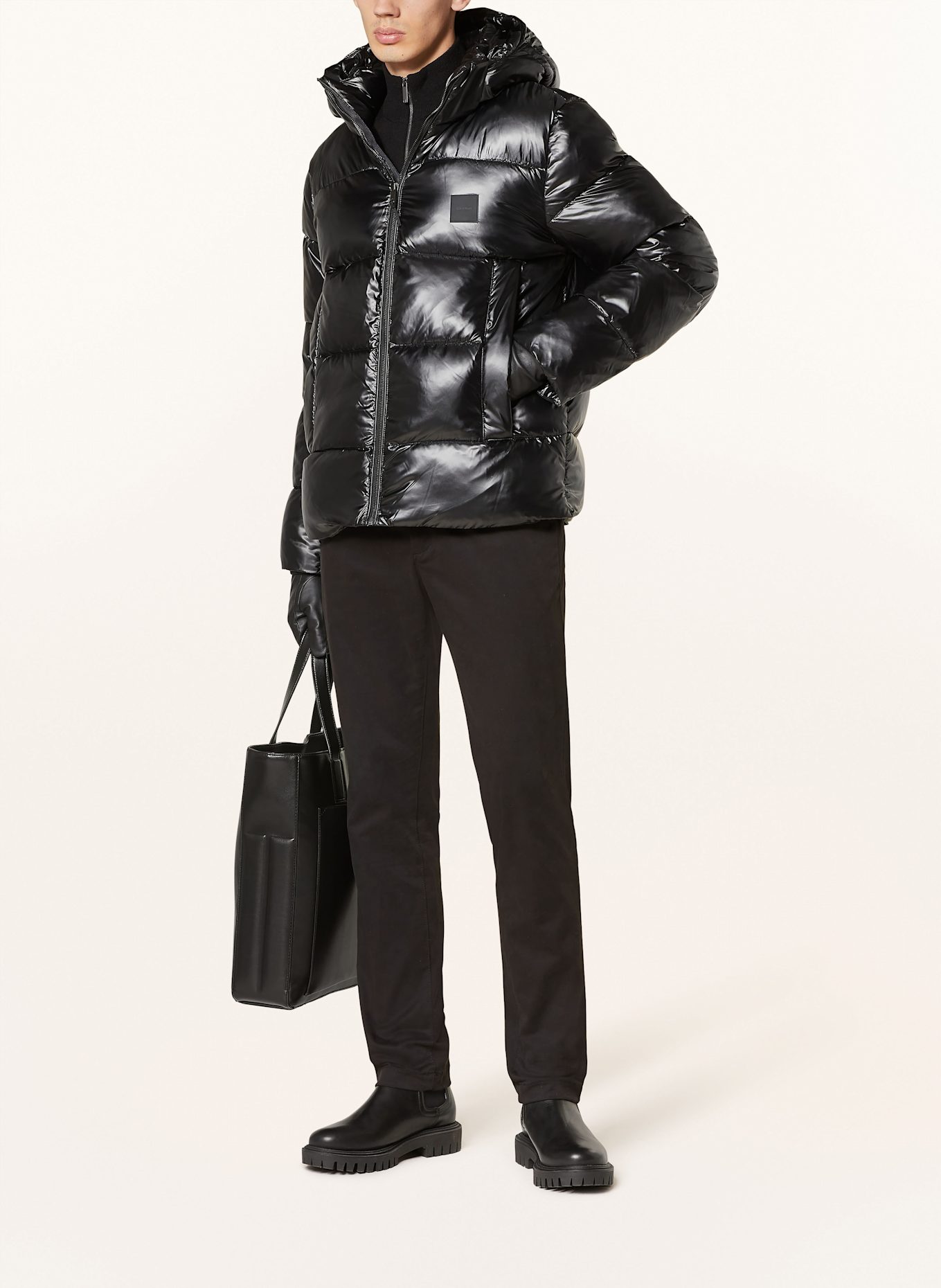 Calvin klein quilted jacket with removable hood sales