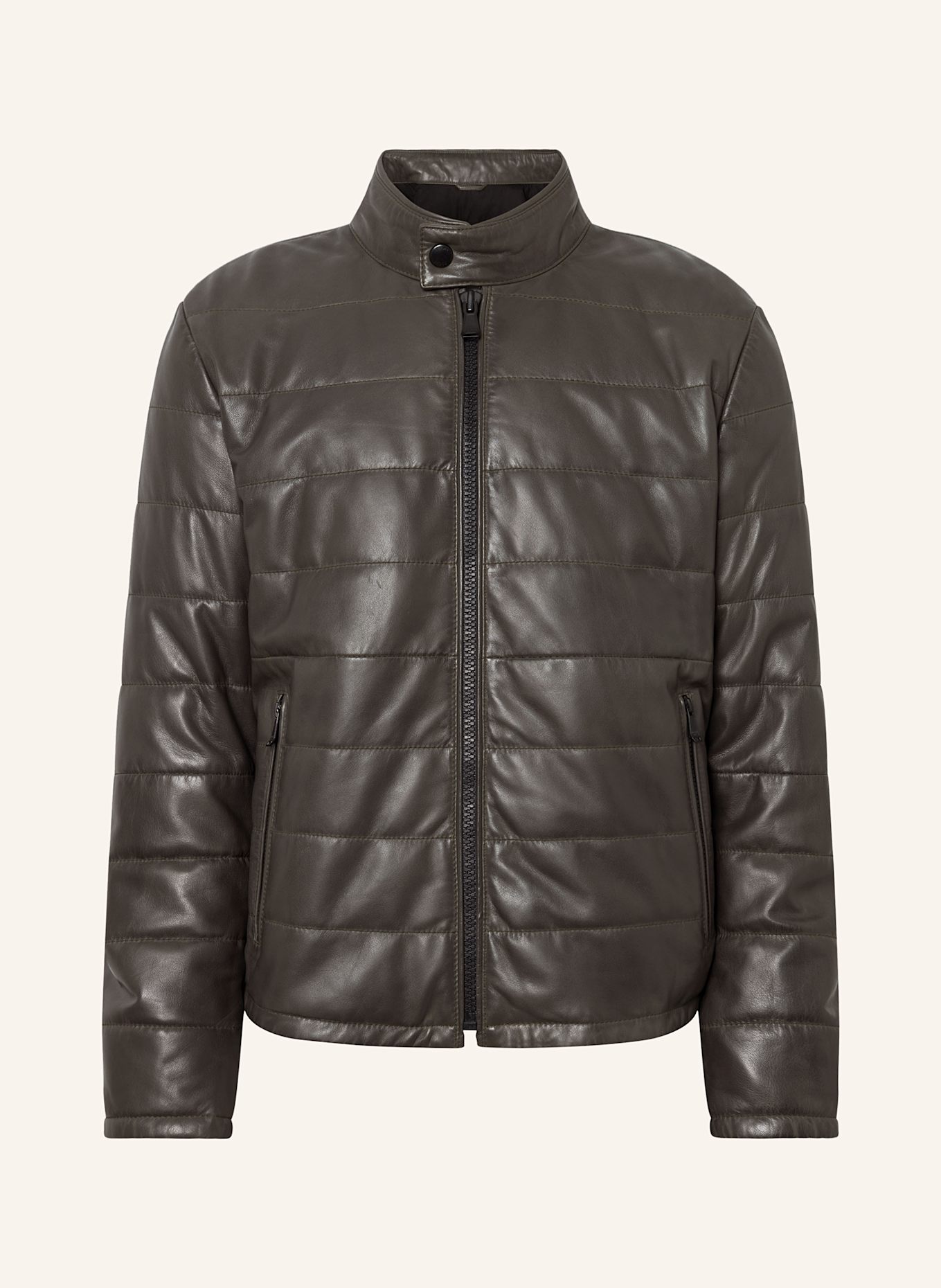 JOOP! JEANS Quilted jacket made of leather: KHAKI