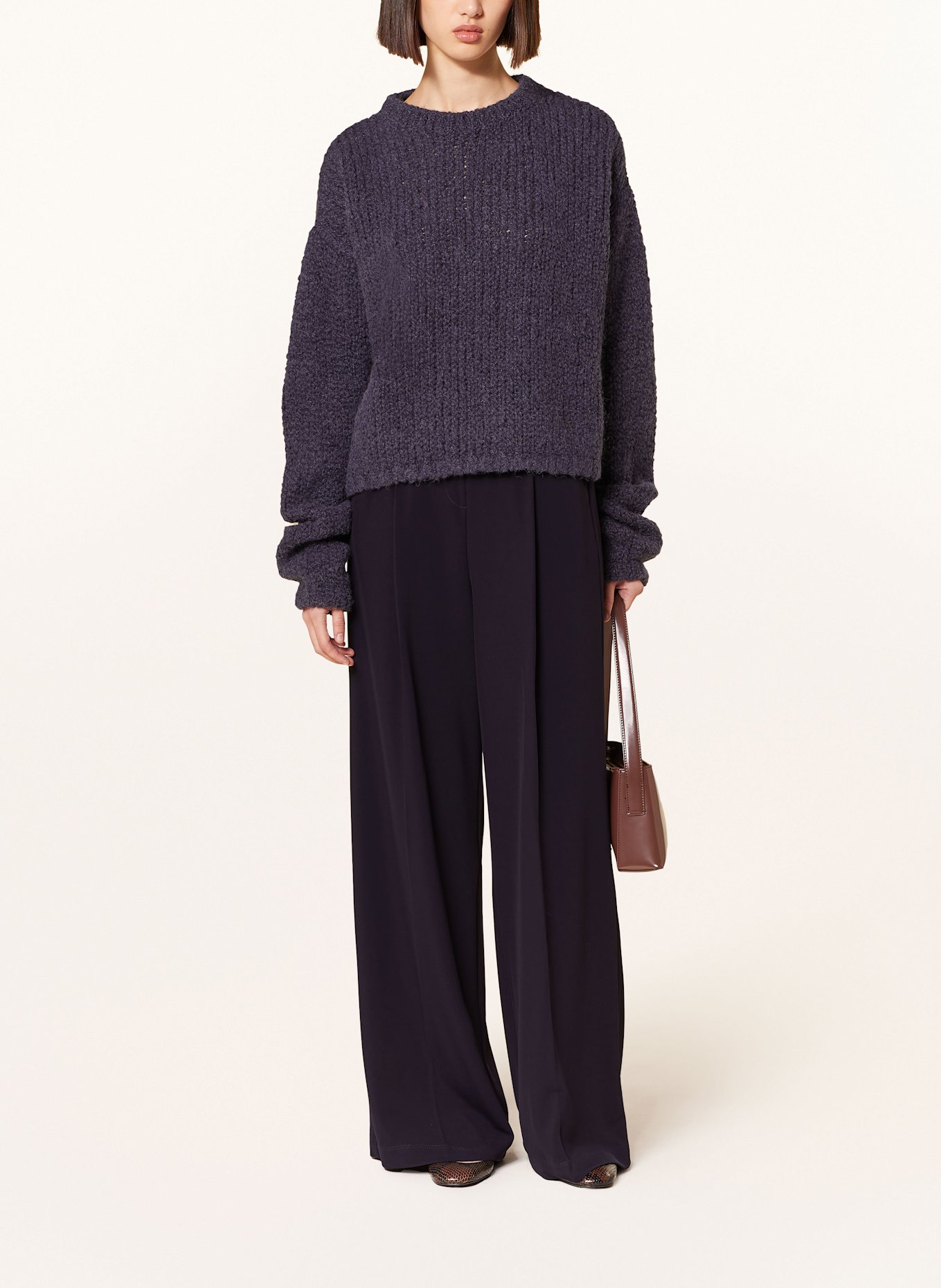 MM EUCLIDE jersey wide leg trousers: DARK BLUE