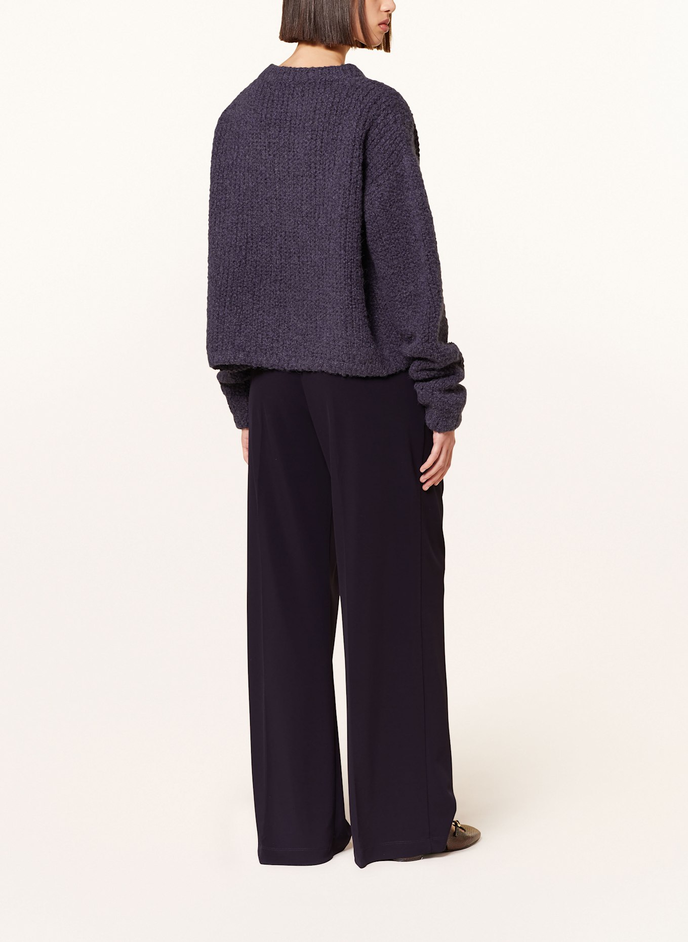 MM EUCLIDE jersey wide leg trousers: DARK BLUE