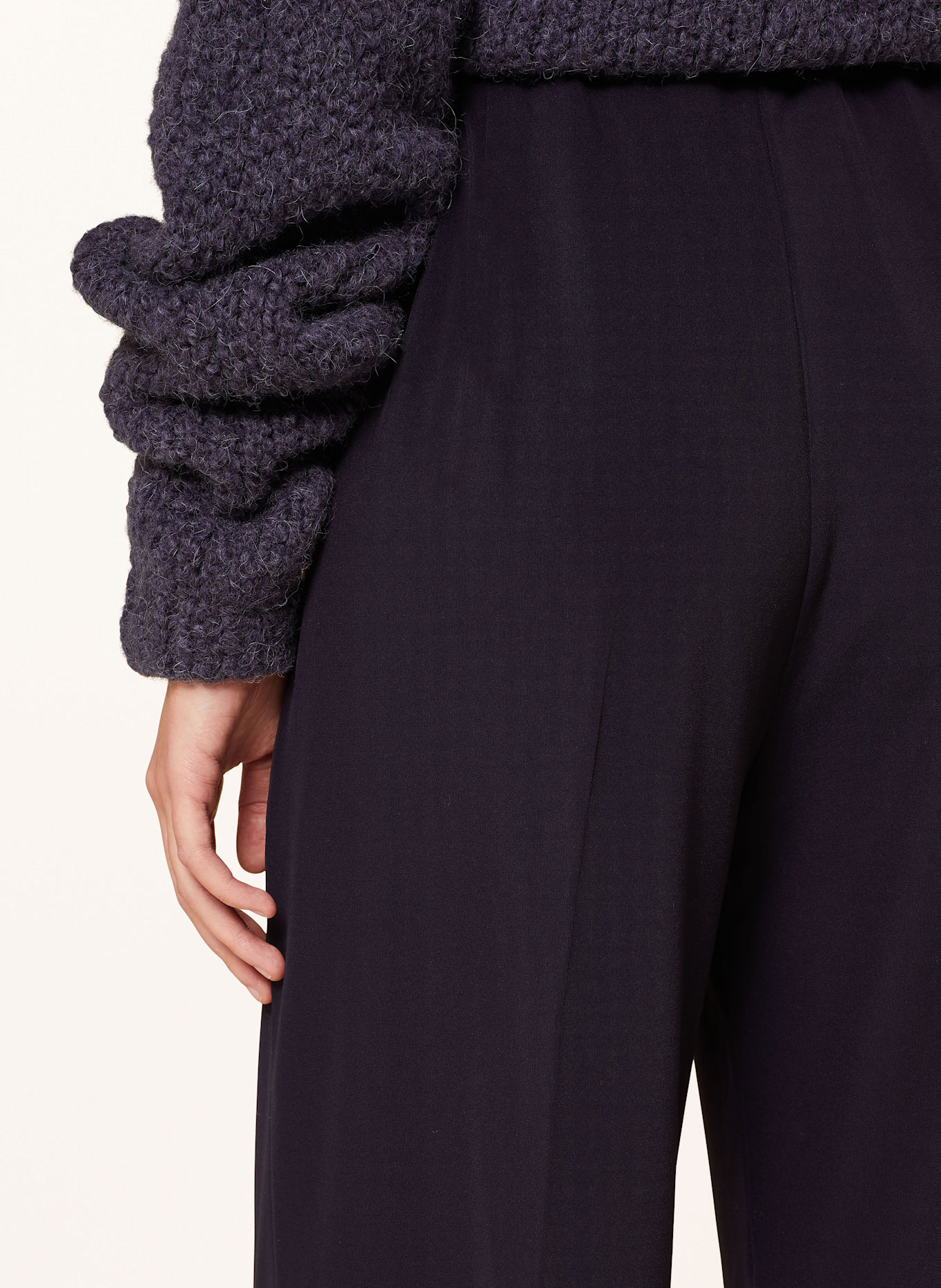 MM EUCLIDE jersey wide leg trousers: DARK BLUE
