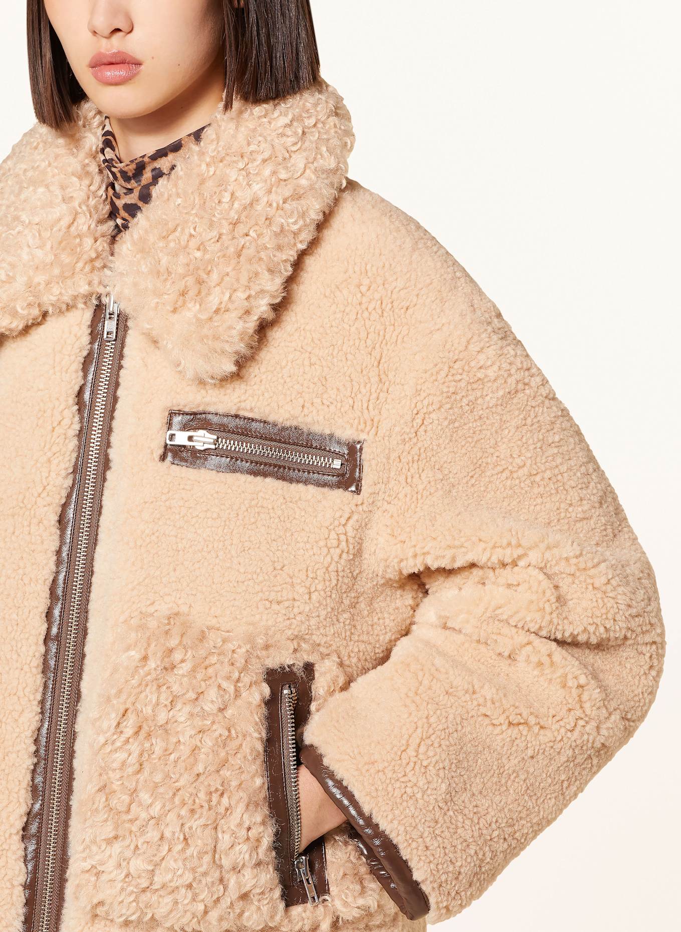 ★STAND STUDIO★ Dani Teddy Jacket Cream Brown 6194890639006 STAND STUDIO Teddy jacket JOANN in beige