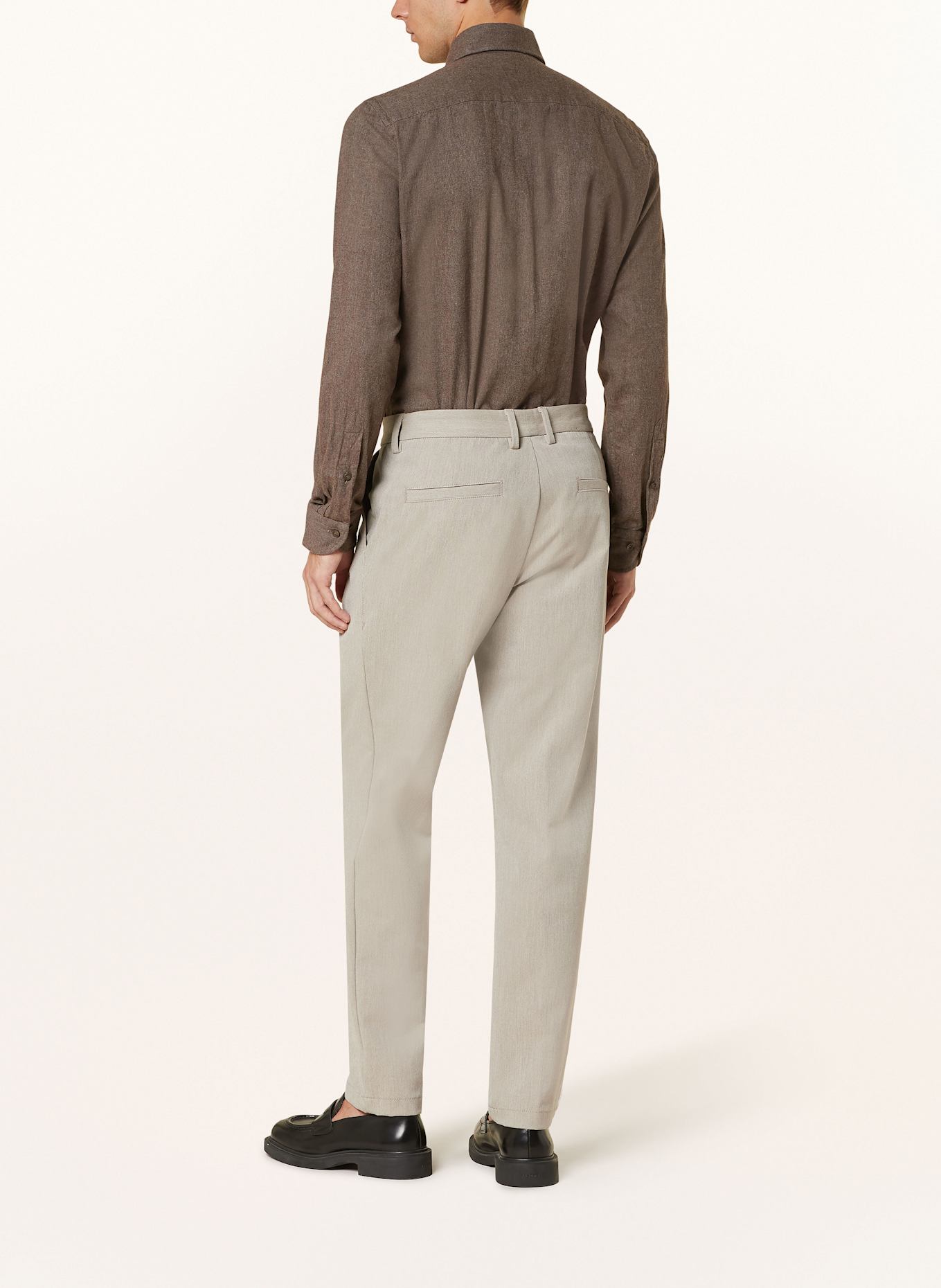 PROFUOMO Flanellen overhemd Slim Fit: BRUIN