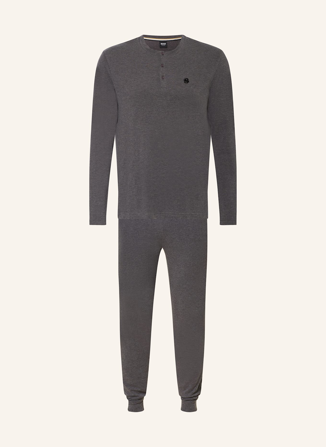 BOSS Piżama MERINO LONG SET: CZIEMNOSZARY