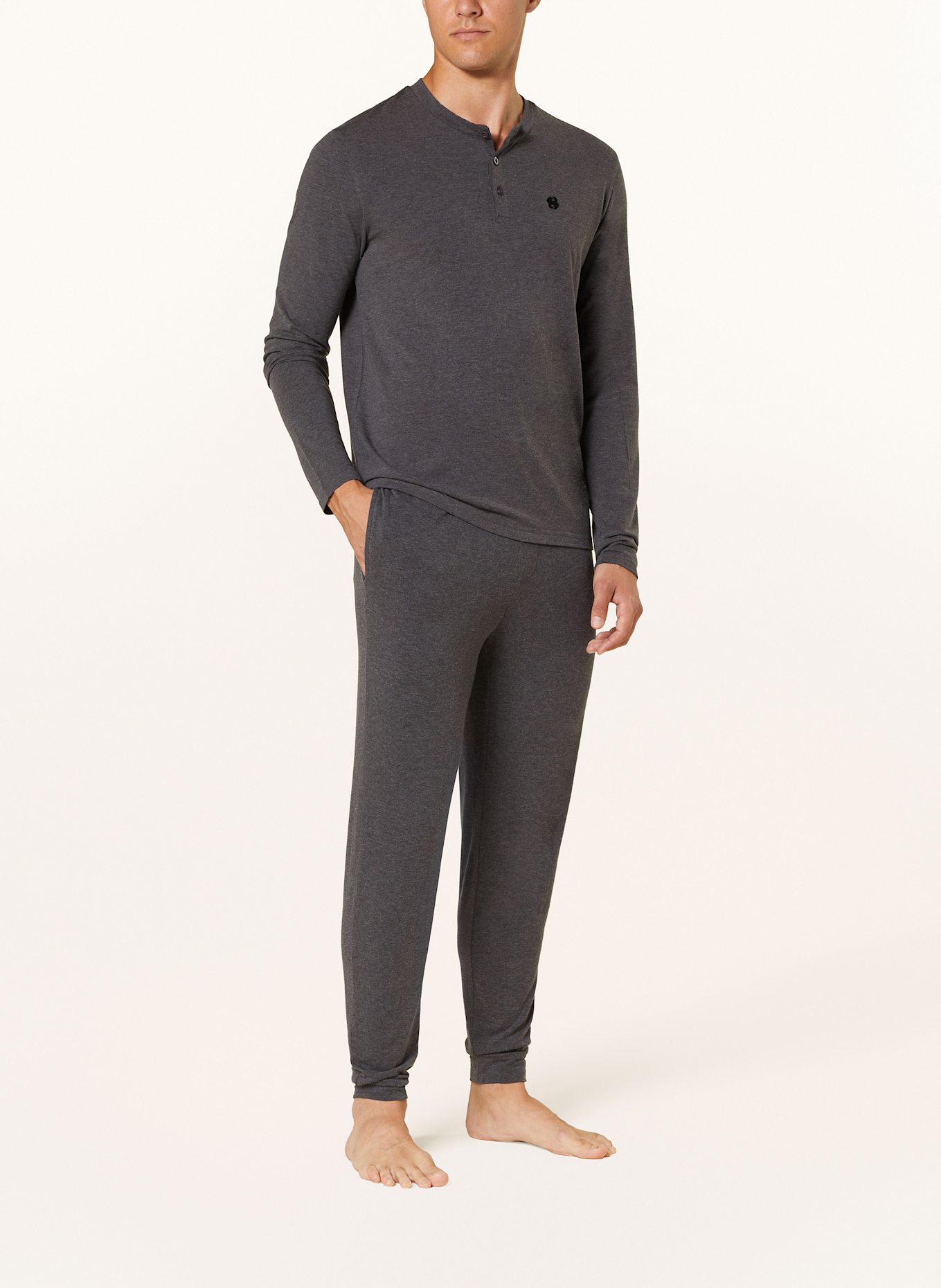 BOSS Piżama MERINO LONG SET: CZIEMNOSZARY