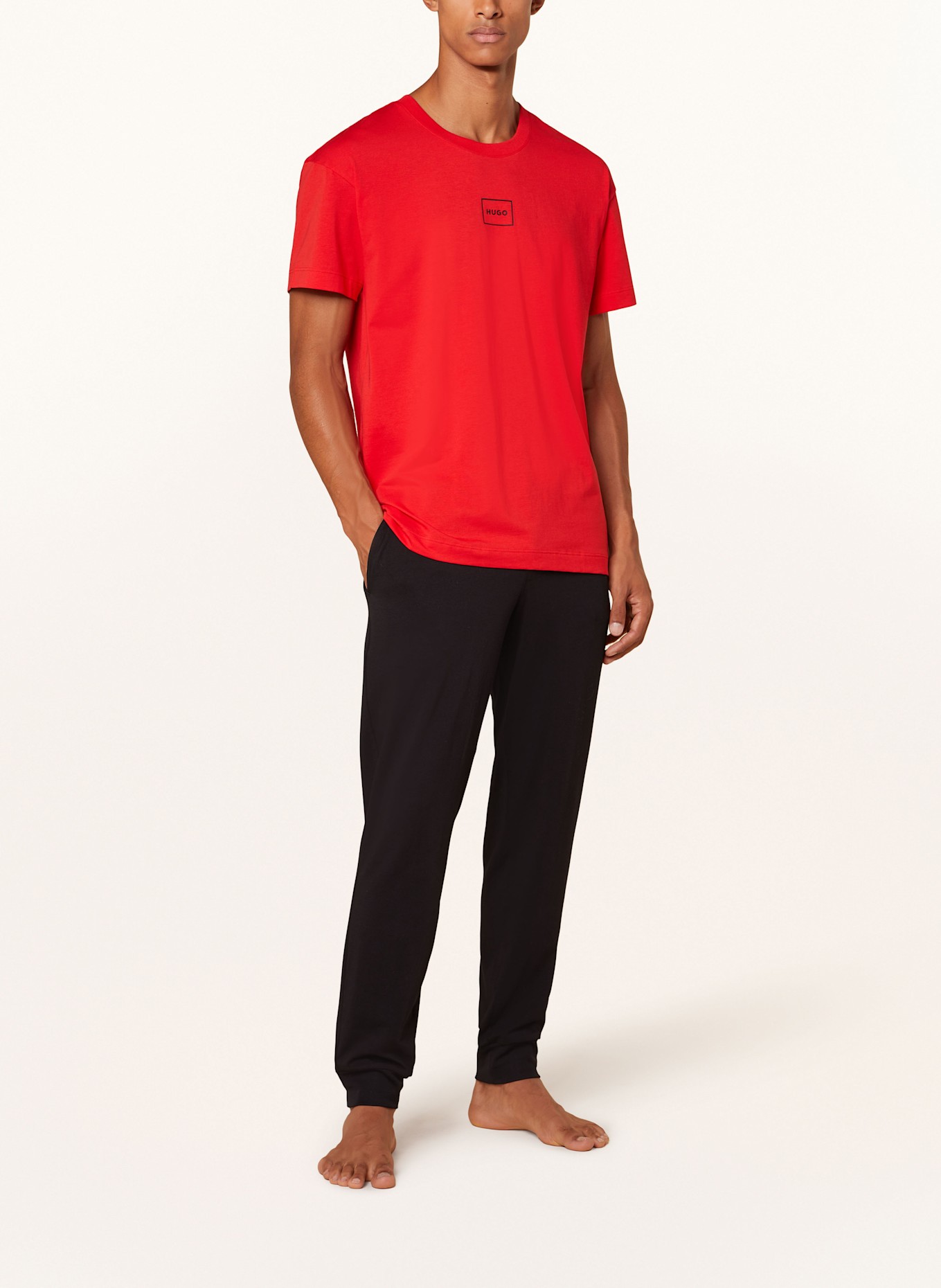 HUGO Pyžamová košile LAZE: ČERVENÁ