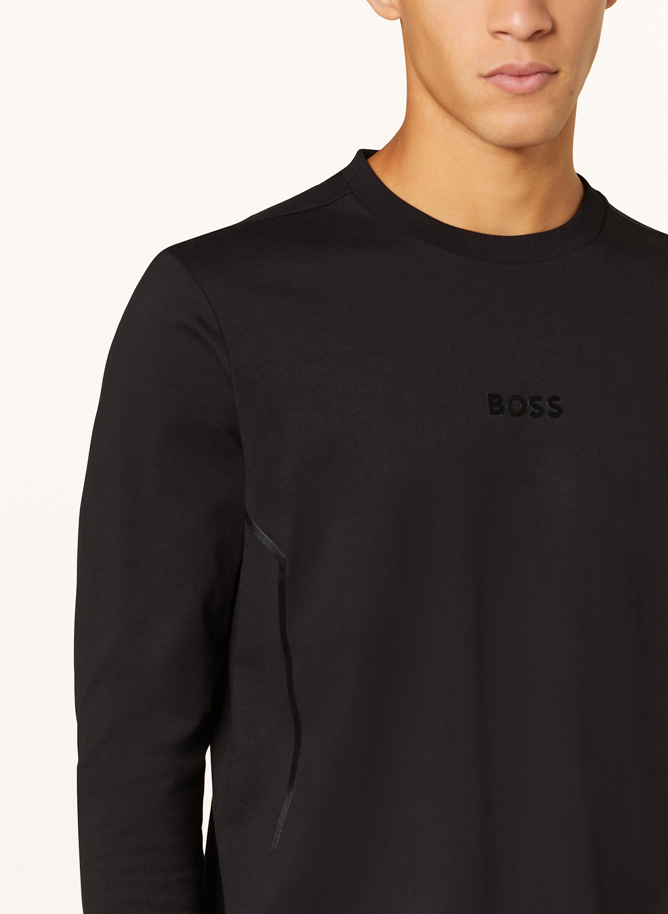 BOSS Men's Stripe Tie Dye T-Shirt White TOGN MIRROR, Color: BLACK (Image 4)