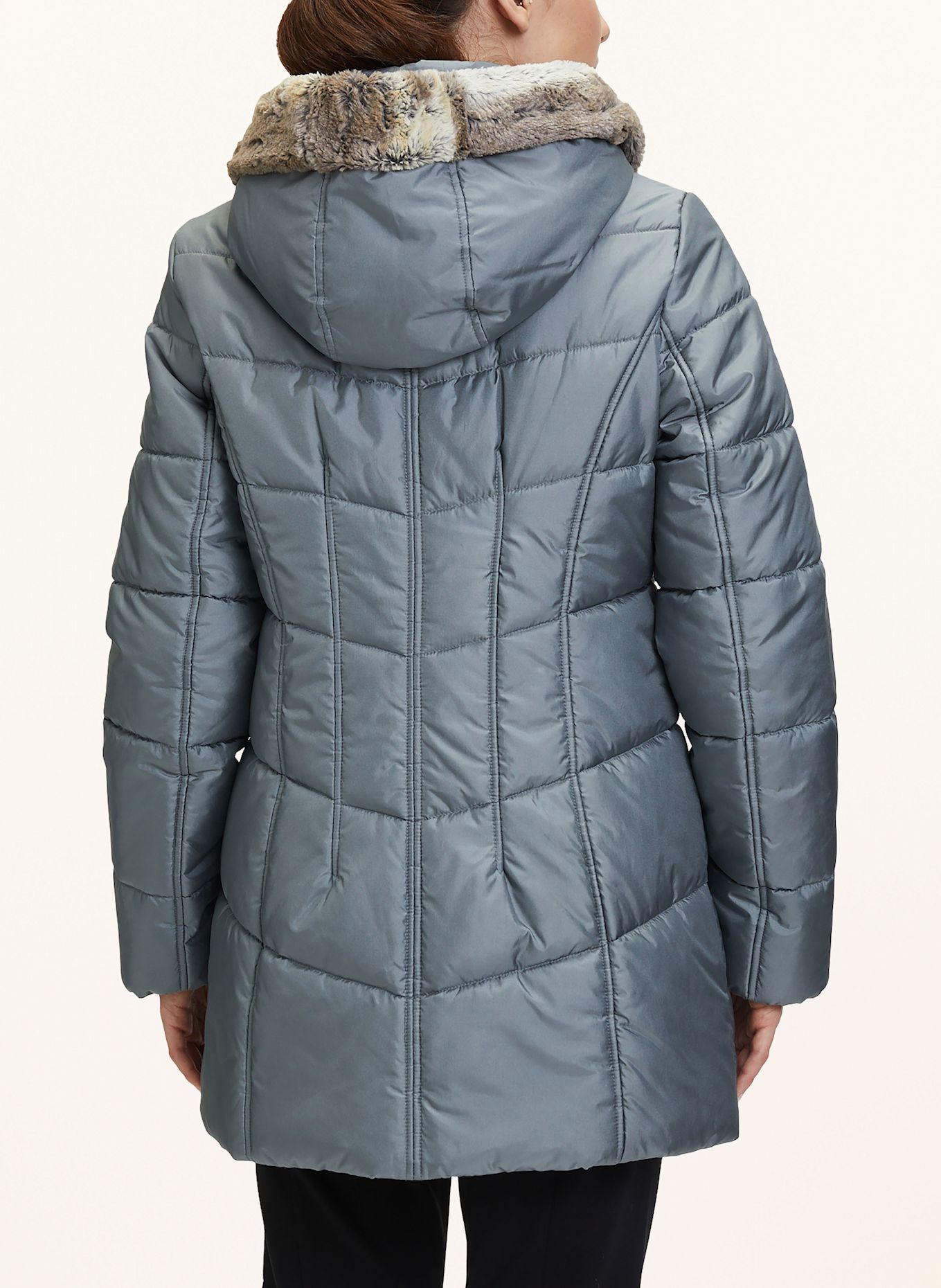 Betty Barclay Quilted jacket with detachable hood and faux fur